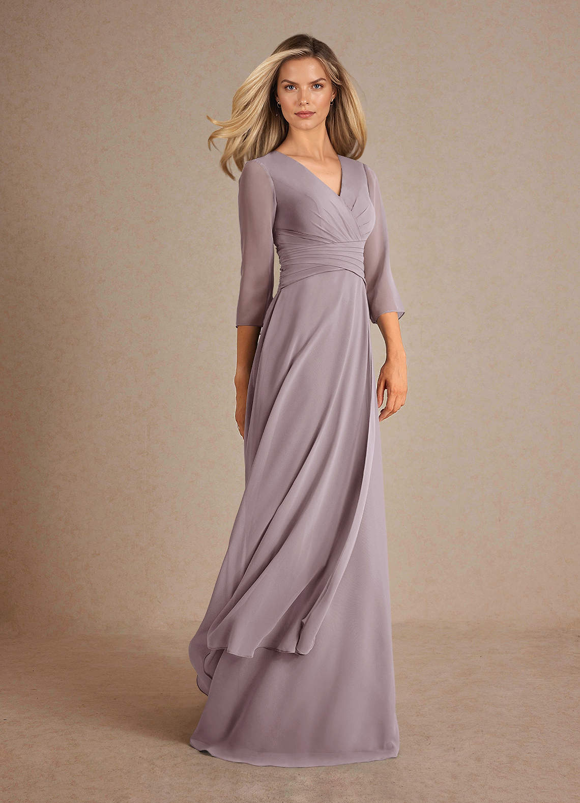 Azazie Mayfield Abiti per la Madre della Sposa Abito A-Line in Chiffon Plissettato Dusk image1