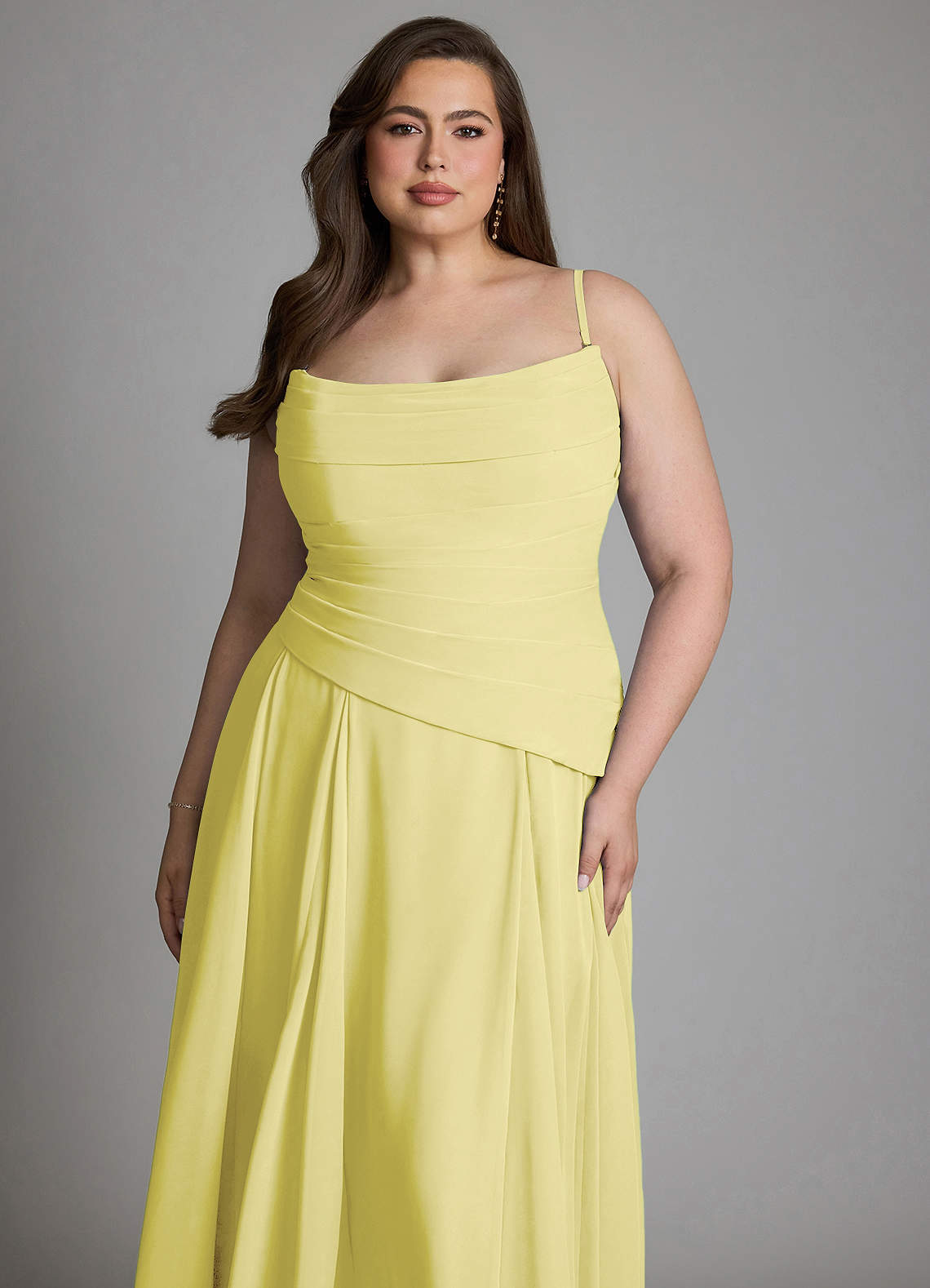 Azazie Gabriela Bridesmaid Dresses Lemon Sorbet A-Line Corset Chiffon Dress image22