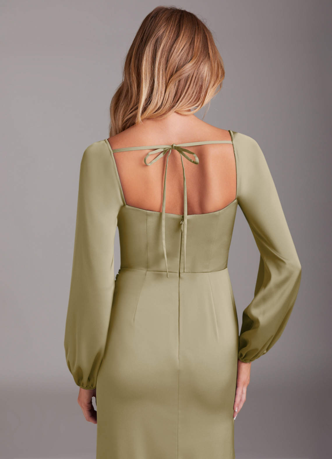 Azazie Charissa Moss Green Stretch Satin Bridesmaid Dresses