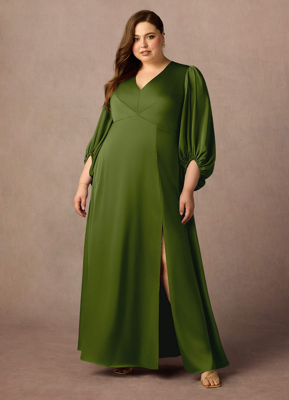 Azazie Luna Mother of the Bride Dresses Juniper A-Line Pleated Stretch Satin Dress image1