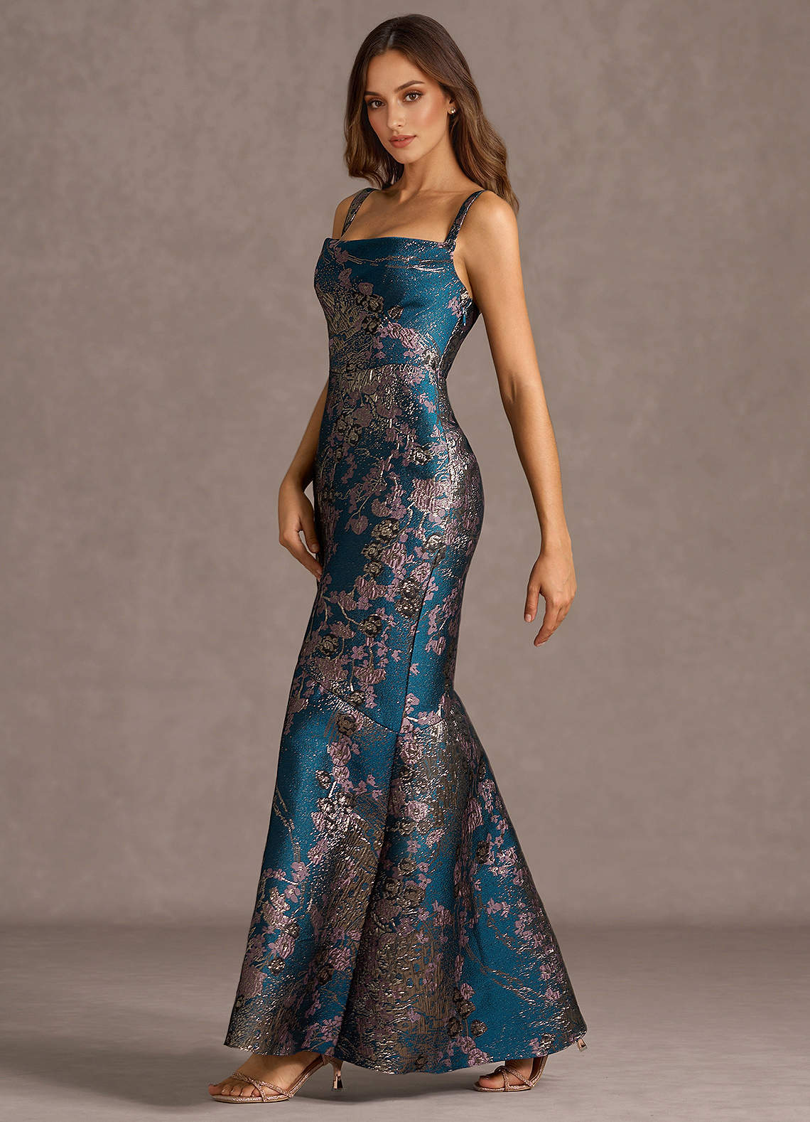 Trinity Teal Floral Maxi Dress Ready to Ship | Azazie