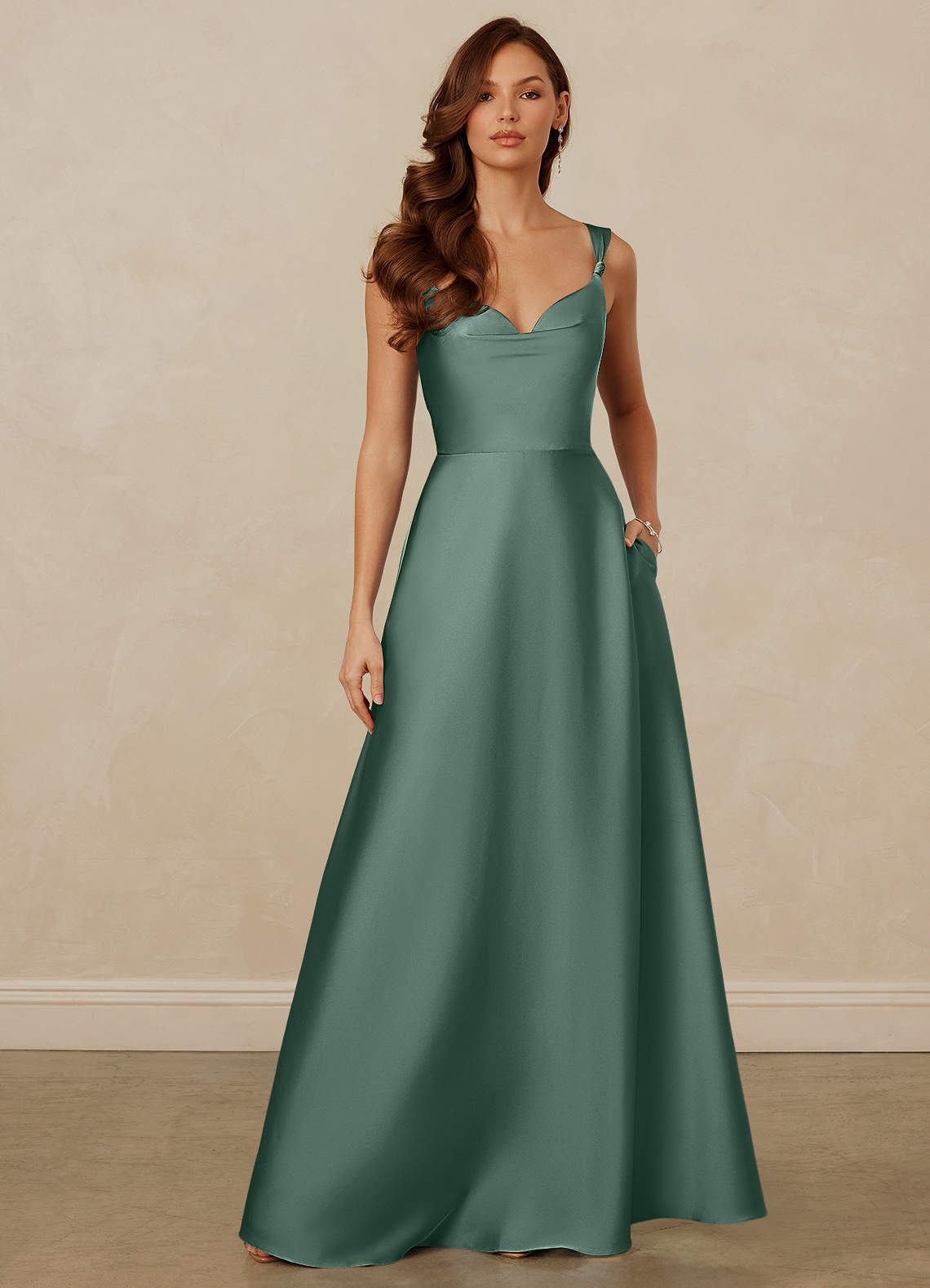Christian Siriano Bridal for Azazie 1001 Bridesmaid Dresses Eucalyptus A-Line Sweetheart Neckline Stretch Satin Dress image1