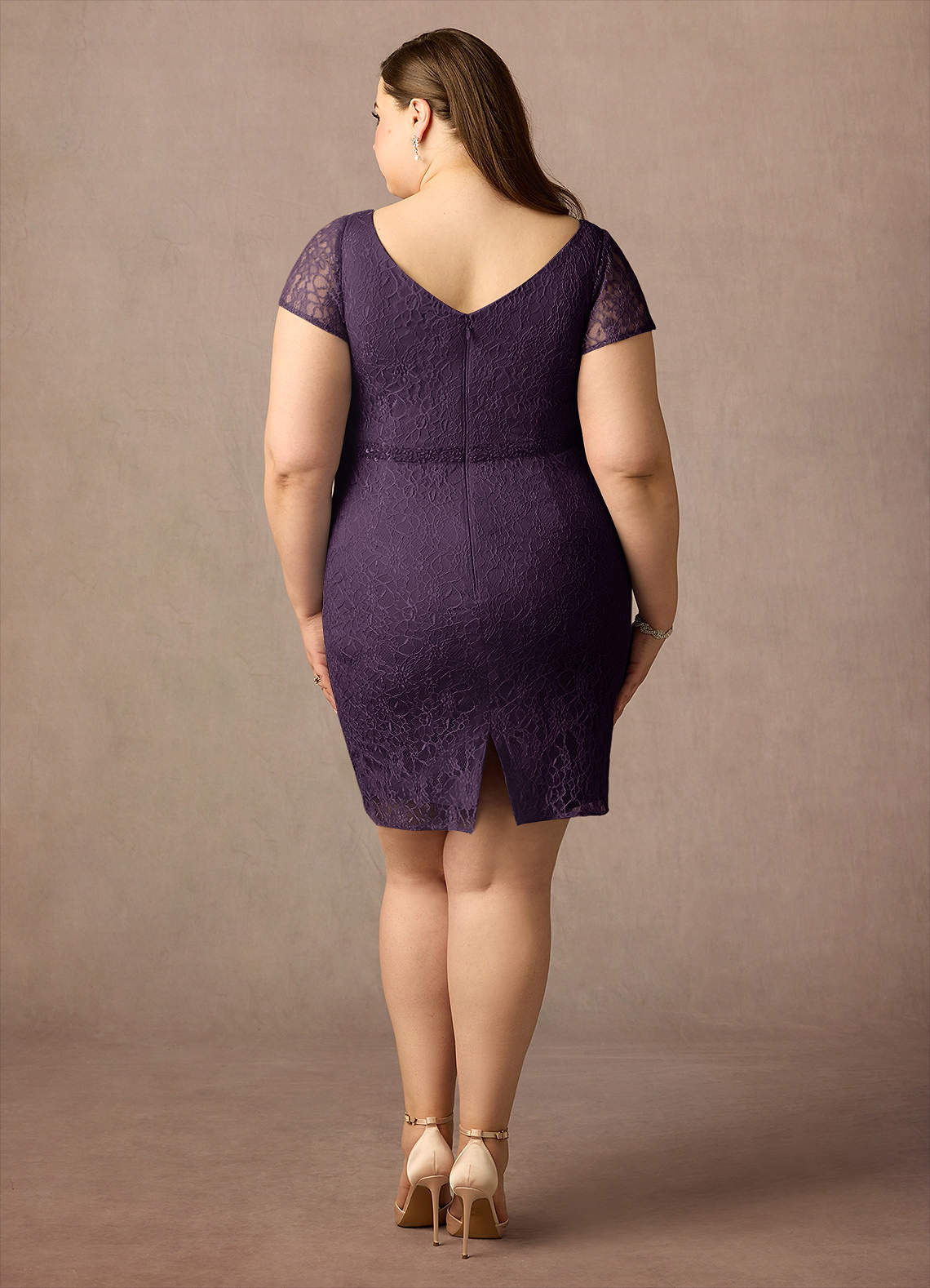 knee length dresses for ladies Plum Lace Short Dress