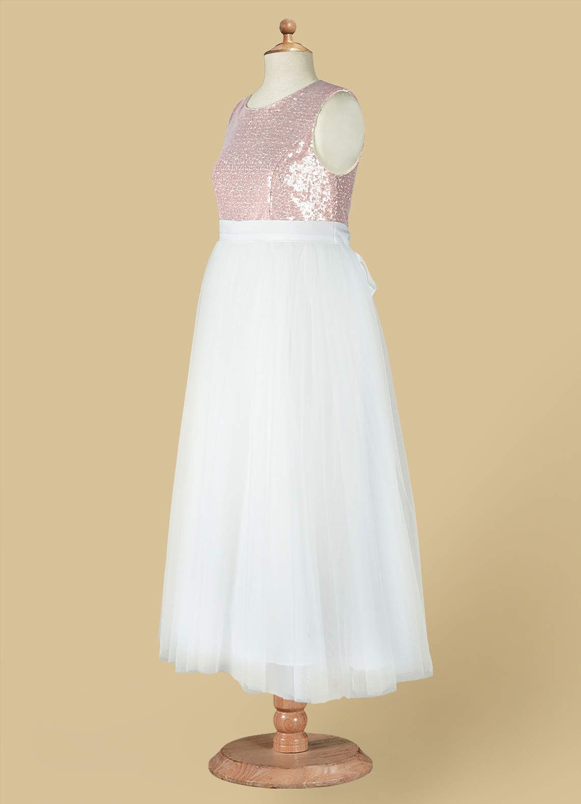 Azazie Anza Flower Girl Dresses A-Line Sequins Tulle Tea-Length Dress image1