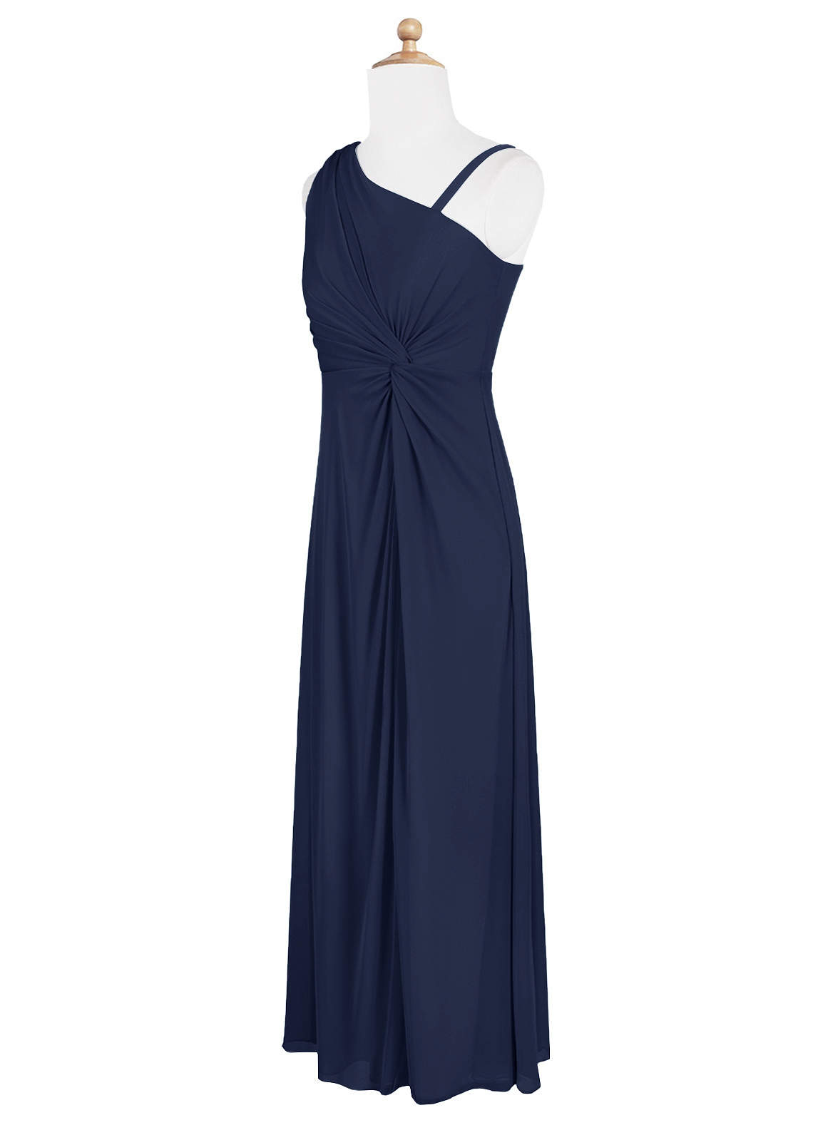 Azazie Brooke Junior Dark Navy A-Line Pleated Mesh Dress image6