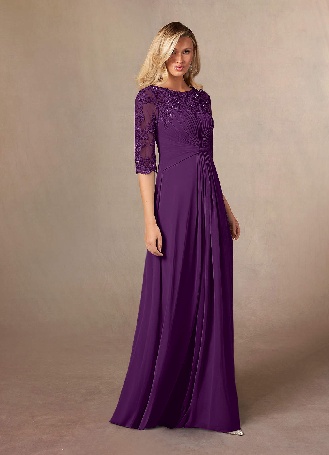 Grape Azazie Zinnia Grape A-Line Sequins Chiffon Dress | Azazie