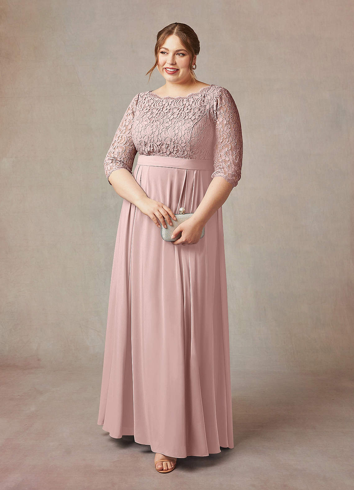 Azazie Lucianna Final Sale Dusty Rose A-Line Lace Dress image1
