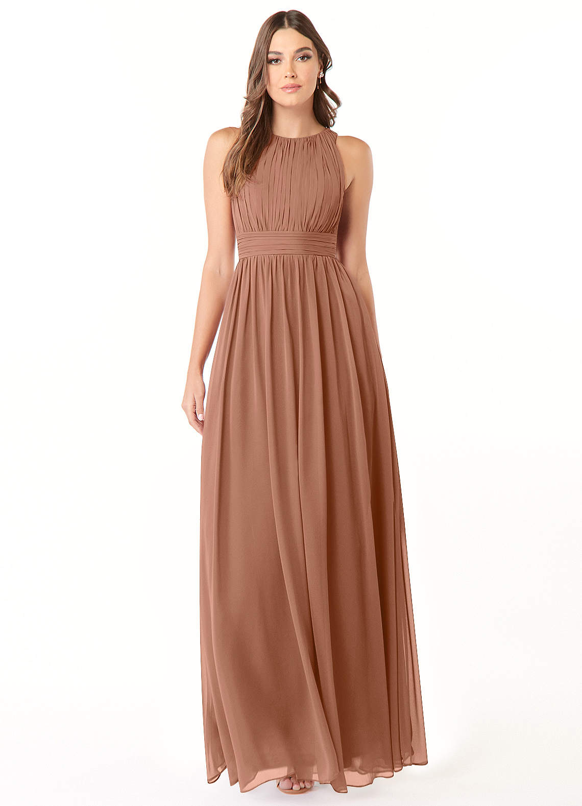 Azazie Luz Bridesmaid Dresses Bronzer A-Line Lace Chiffon Dress image1