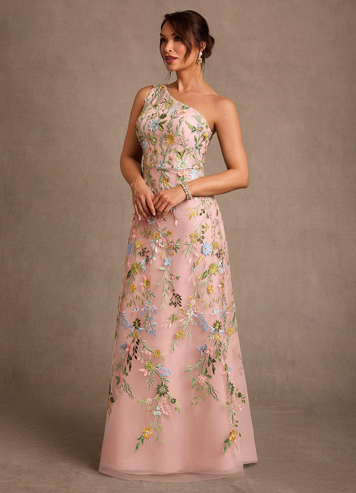 スーツ・フォーマル・ドレス etoll. Embroidered lace layered dress Azazie Bertie Rosette A-Line Lace Dress | Azazie