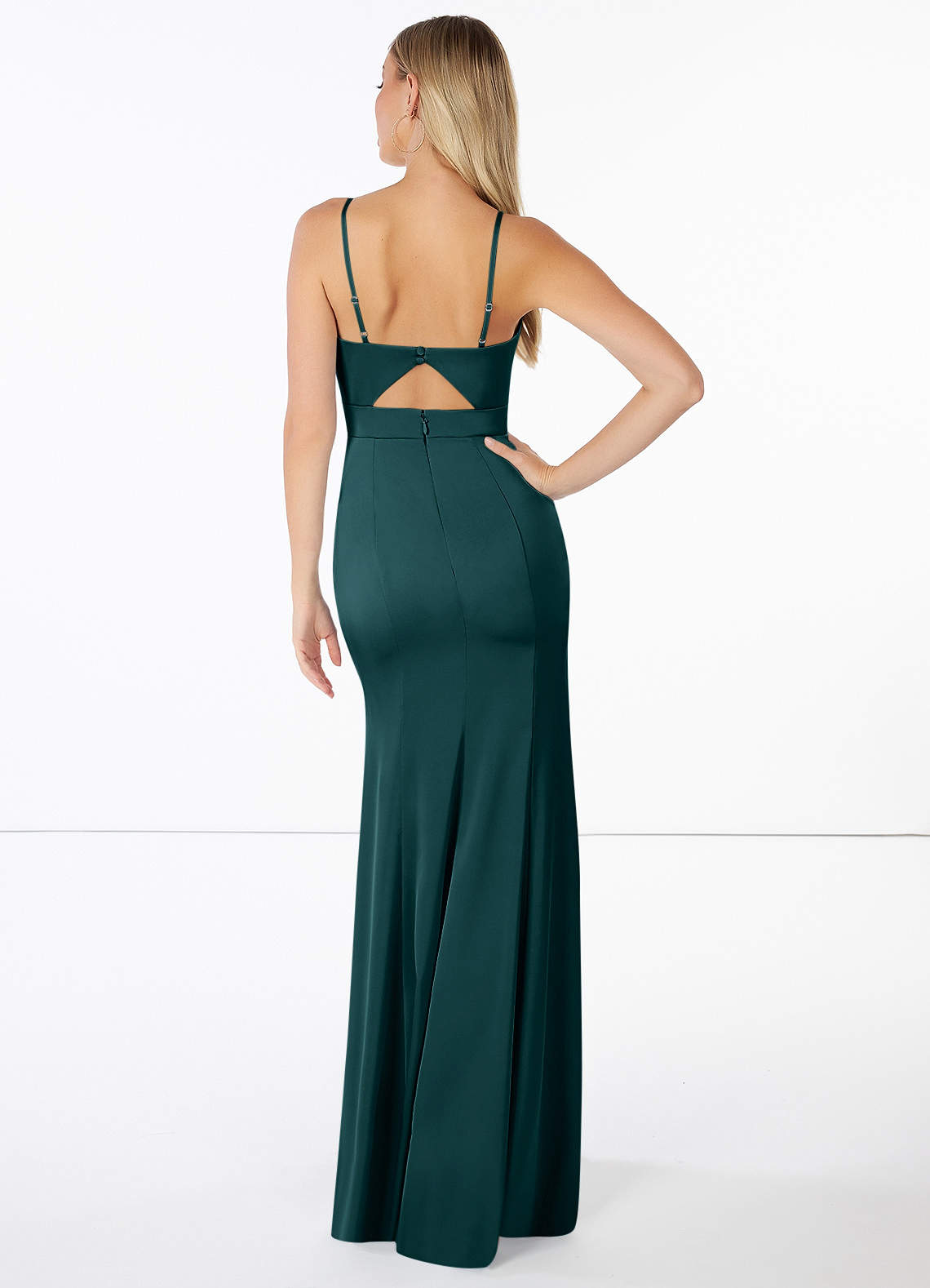 Azazie Shania Stretch Satin Dress Pine Bridesmaid Dresses | Azazie