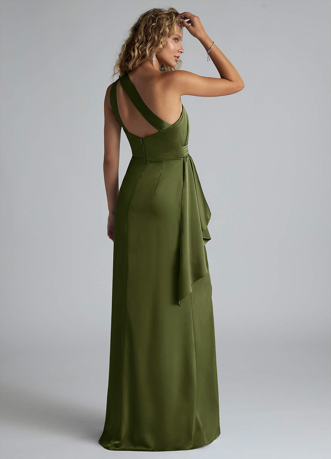 Azazie Maive Ready to Ship Olive Stretch Satin Bridesmaid Dresses | Azazie