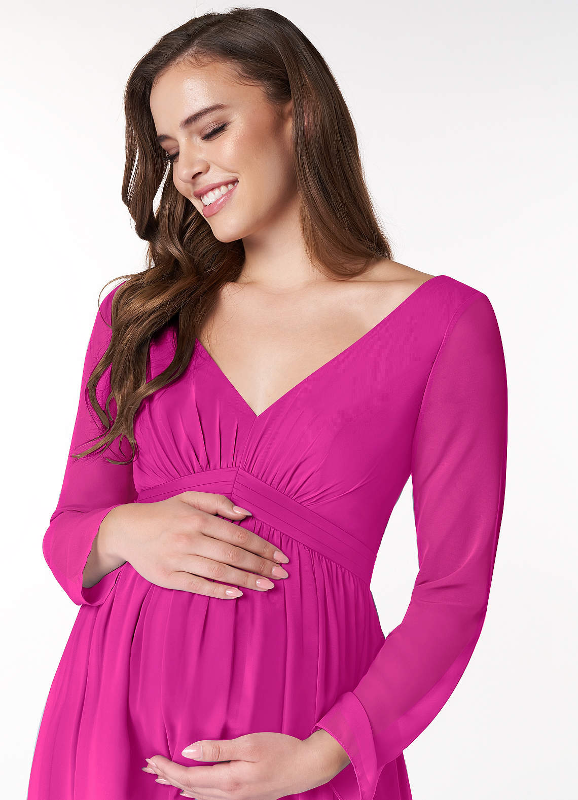 Azazie Teton Ready to Ship Fuchsia Maternity Bridesmaid Dresses | Azazie