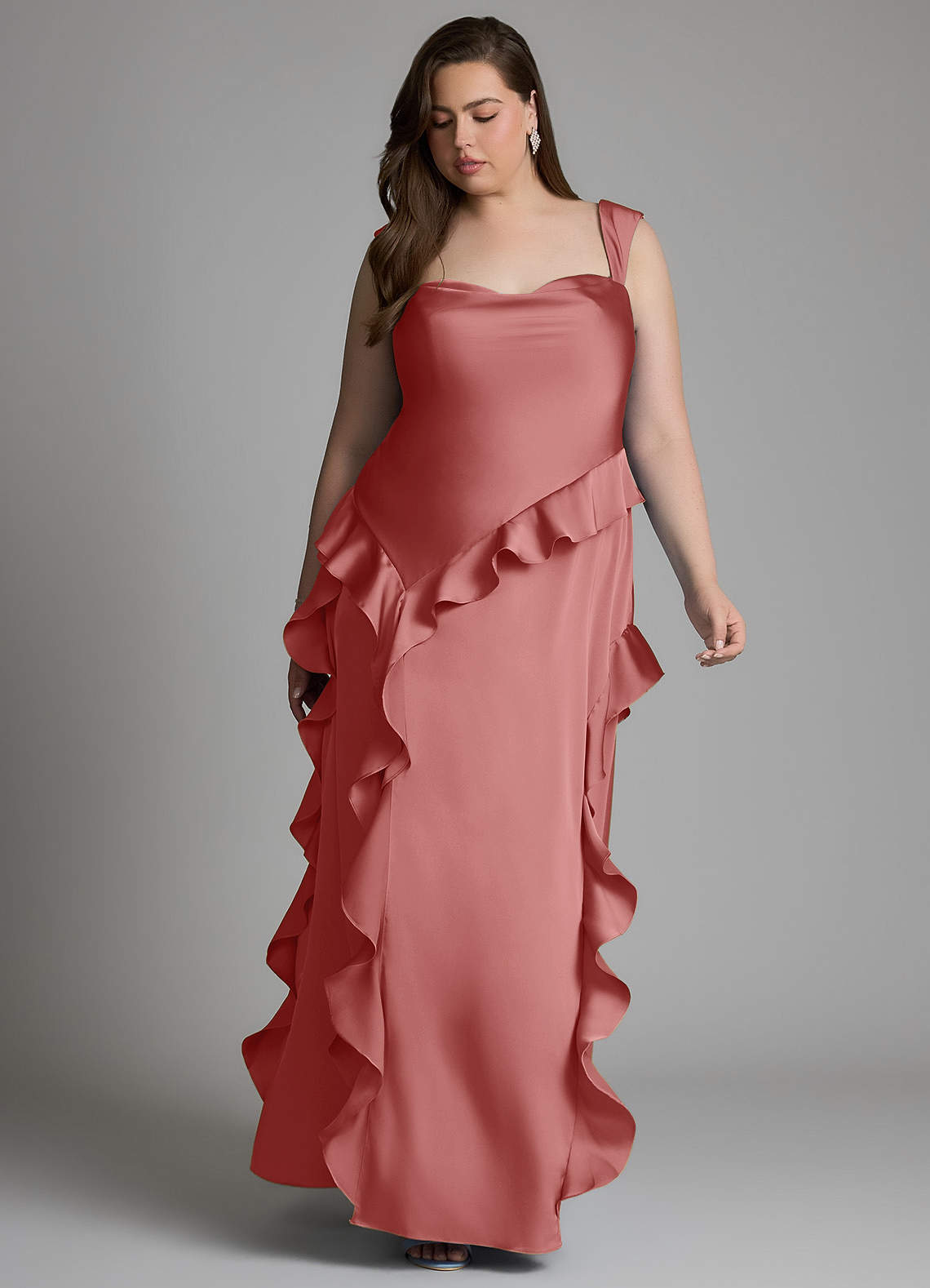 Azazie Sloane Antique Rose Stretch Satin Bridesmaid Dresses | Azazie