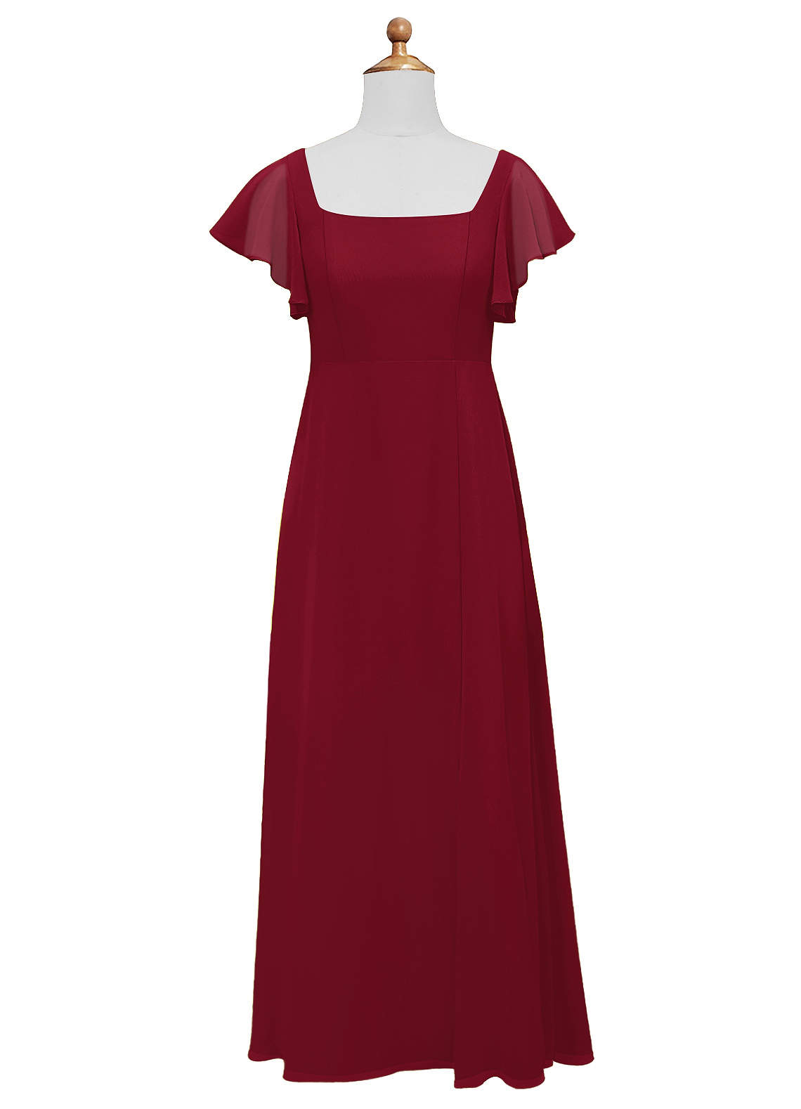 Azazie Bondi Junior Burgundy A-Line Bow Chiffon Dress image4