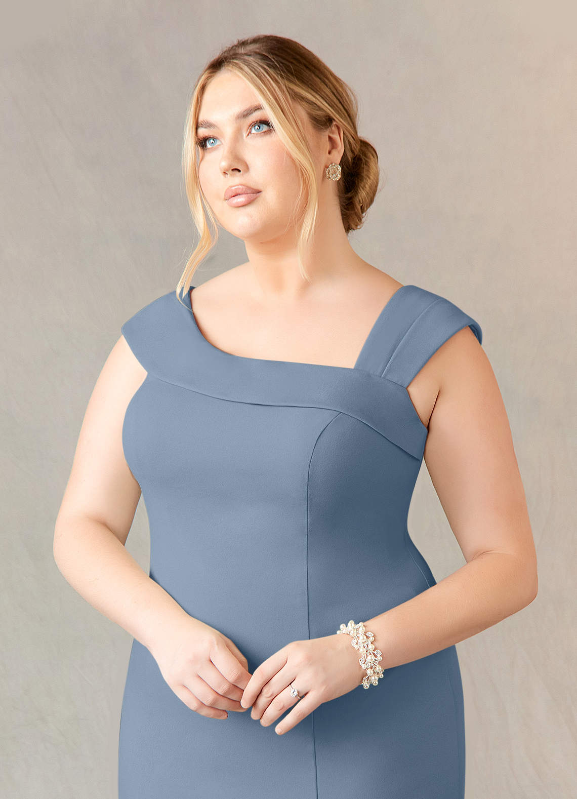 Azazie Ellen Dark Green Sheath Side Slit Stretch Crepe Dress Ready to Ship  | Azazie
