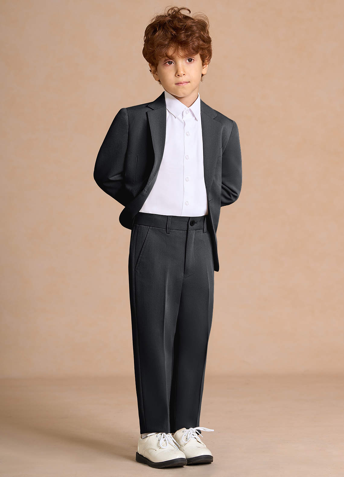 front Oliver Charcoal Boys 2-Piece Suit