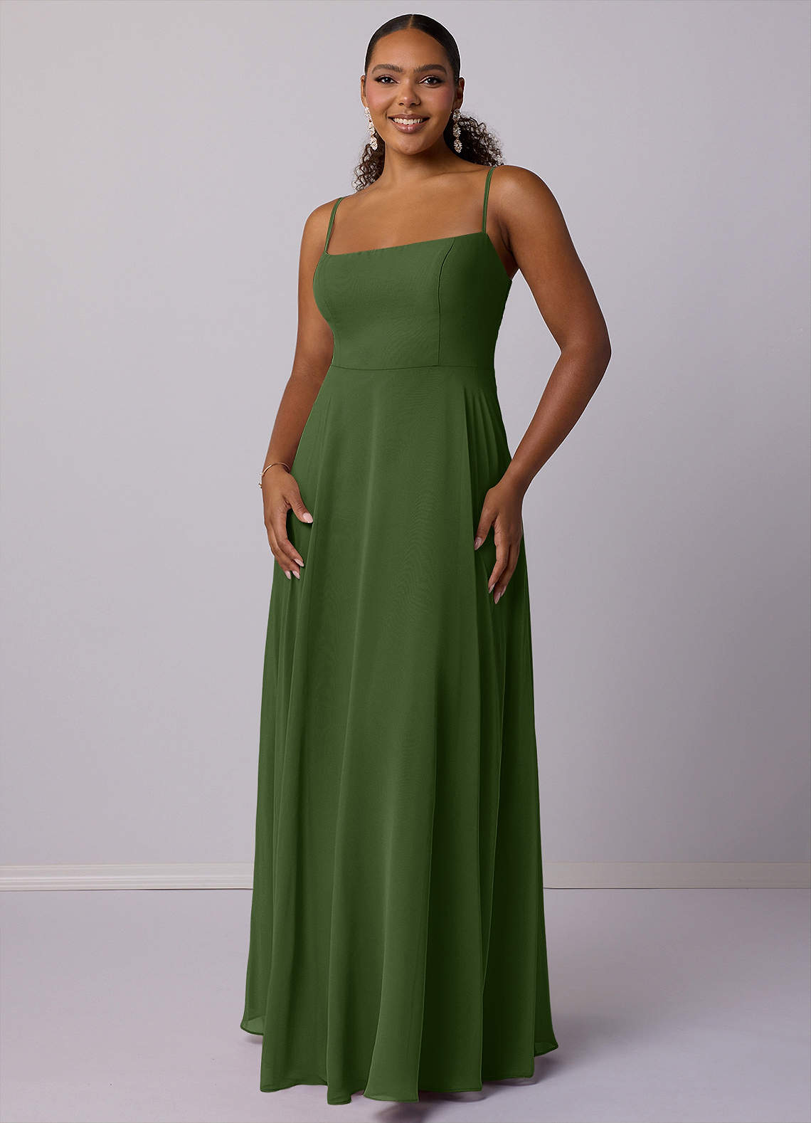 Barbie ♥ Azazie Bridesmaid Dresses Olive A-Line Chiffon Dress image6