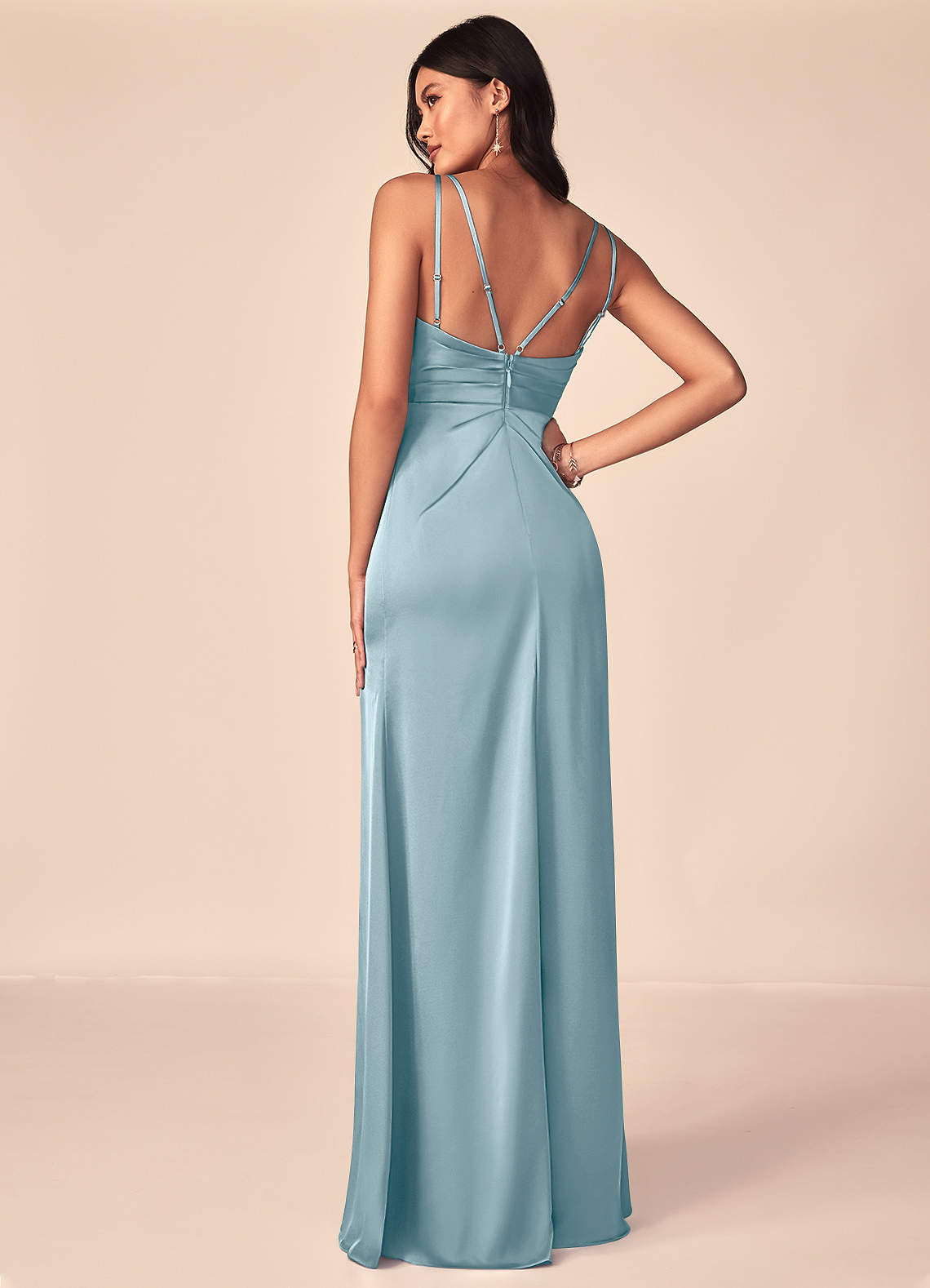 light aqua bridesmaid dresses Double Straps One Shoulder Mint Blue Bridesmaid Dress – FancyVestido main image 1