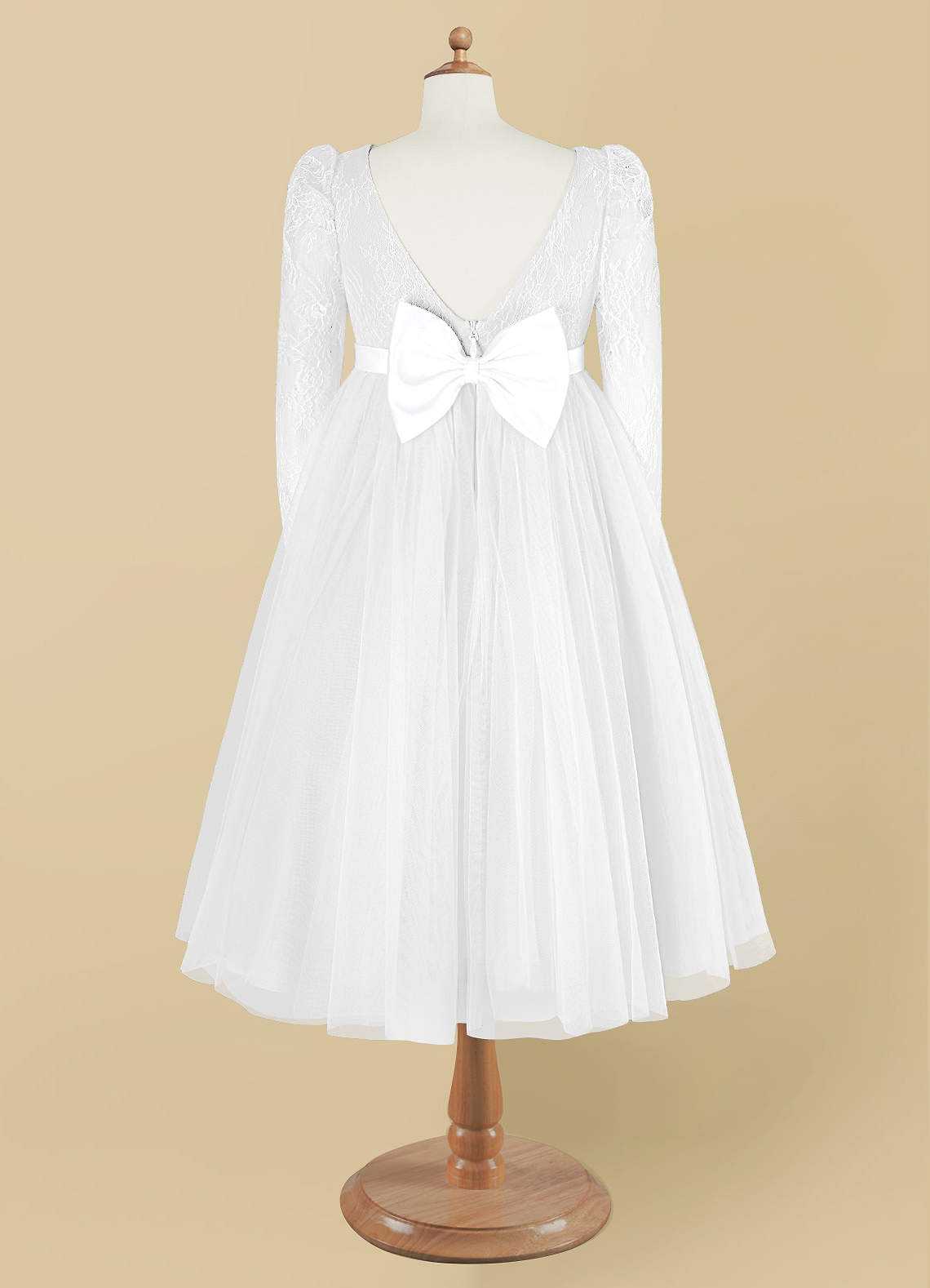Azazie Darcie Flower Girl Dresses A-Line Lace Tulle Tea-Length Dress image1