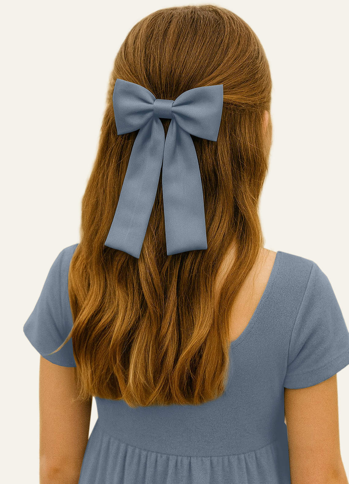 front Girls Satin Bow Hair Clip