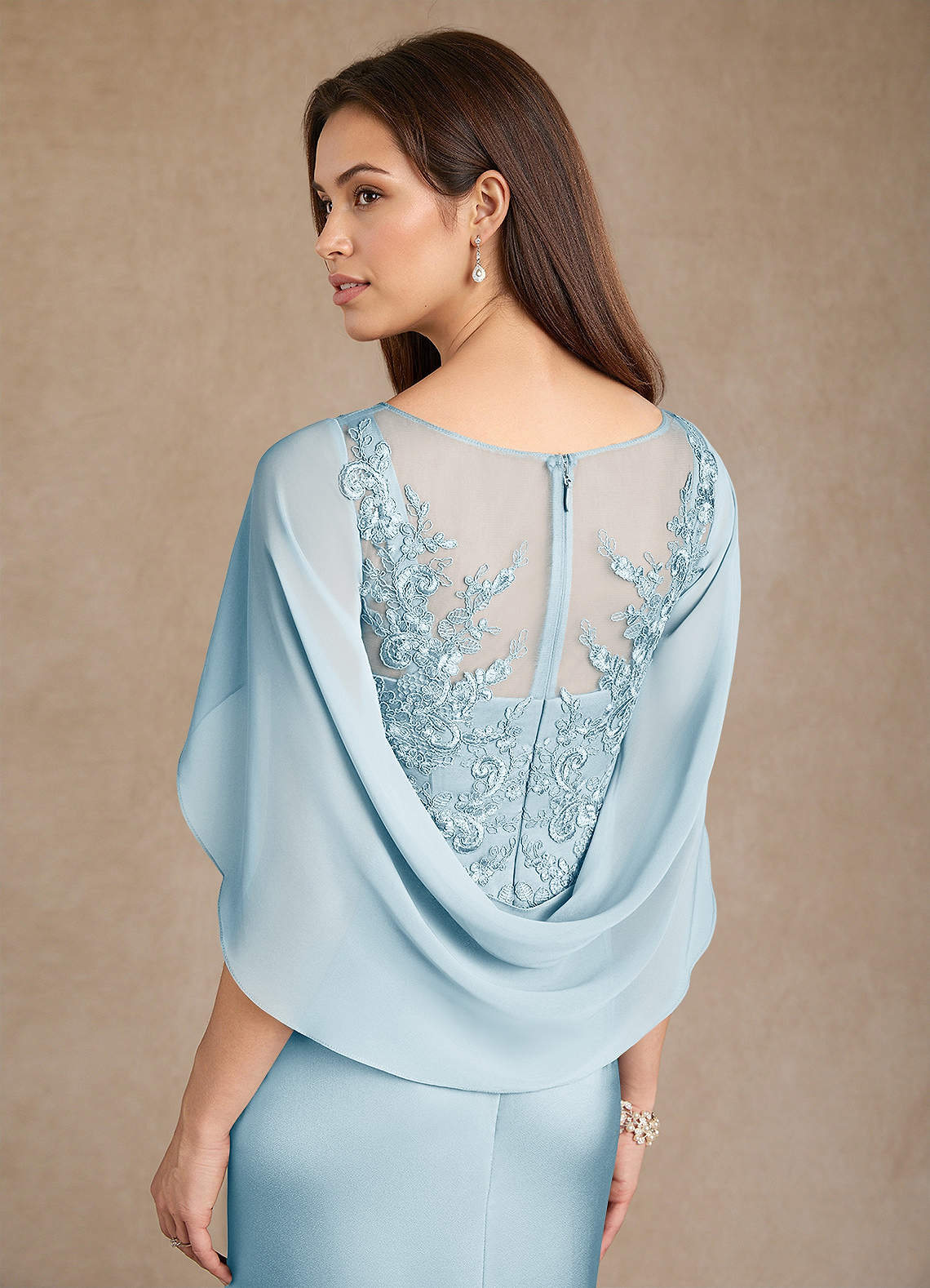 Azazie Hera Abiti per la Madre della Sposa Abito A-Line in Raso Elasticizzato Pizzo Azzurro image5