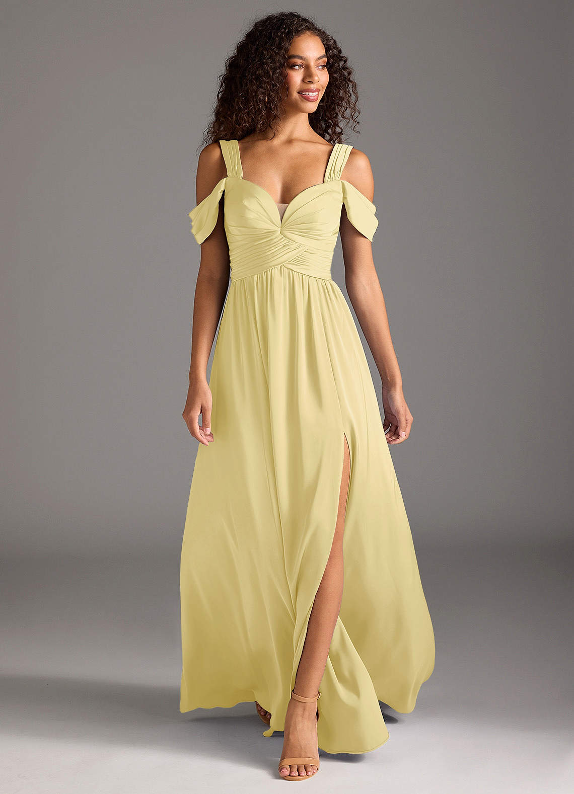 Azazie Lianne Lemon Sorbet Bridesmaid Dresses Azazie