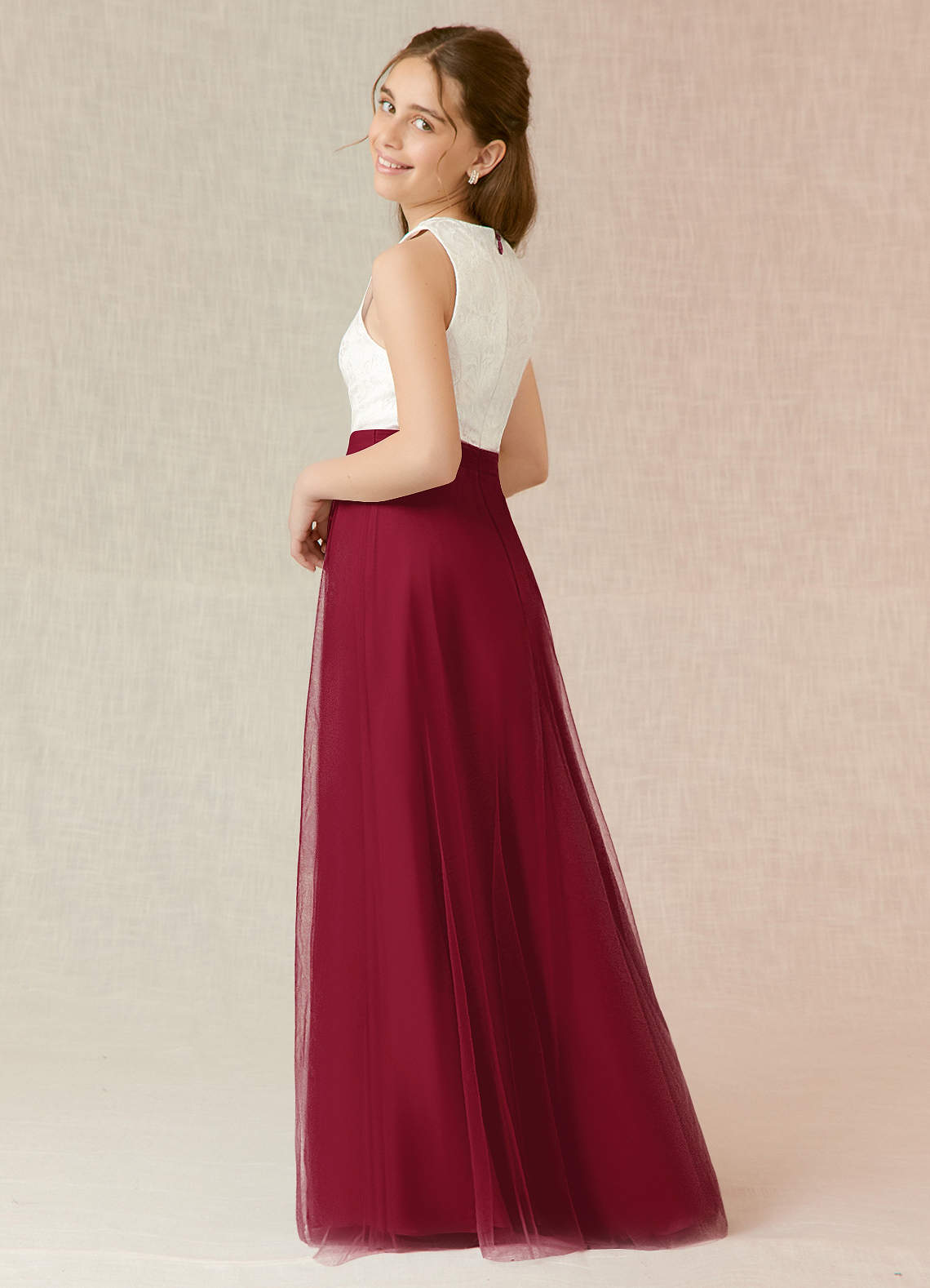 red and white junior bridesmaid dresses Wedtrend Burgundy A-Line Halter Floor-Length Junior Bridesmaid Dress With  Floral Lace Wedding Party Dress  WEDTREND