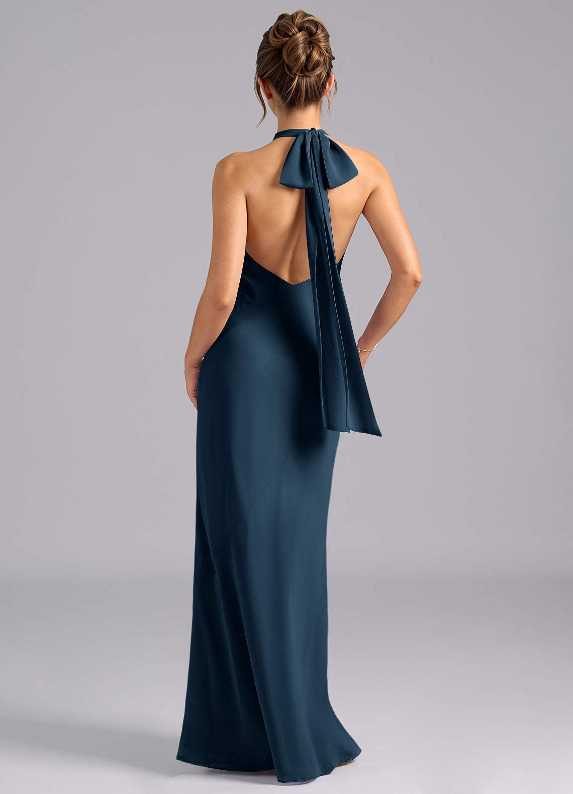Azazie Mermaid Halter Neck Floor-Length Chiffon Bridesmaid Dresses