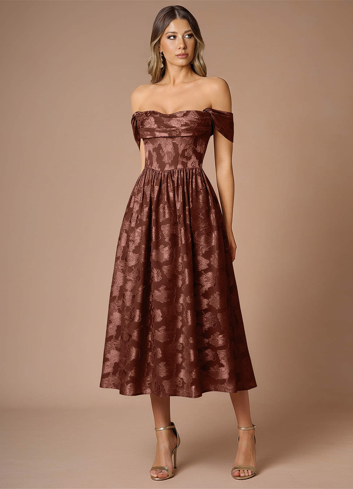 Dana Mocha Coco Midi Dress | Azazie