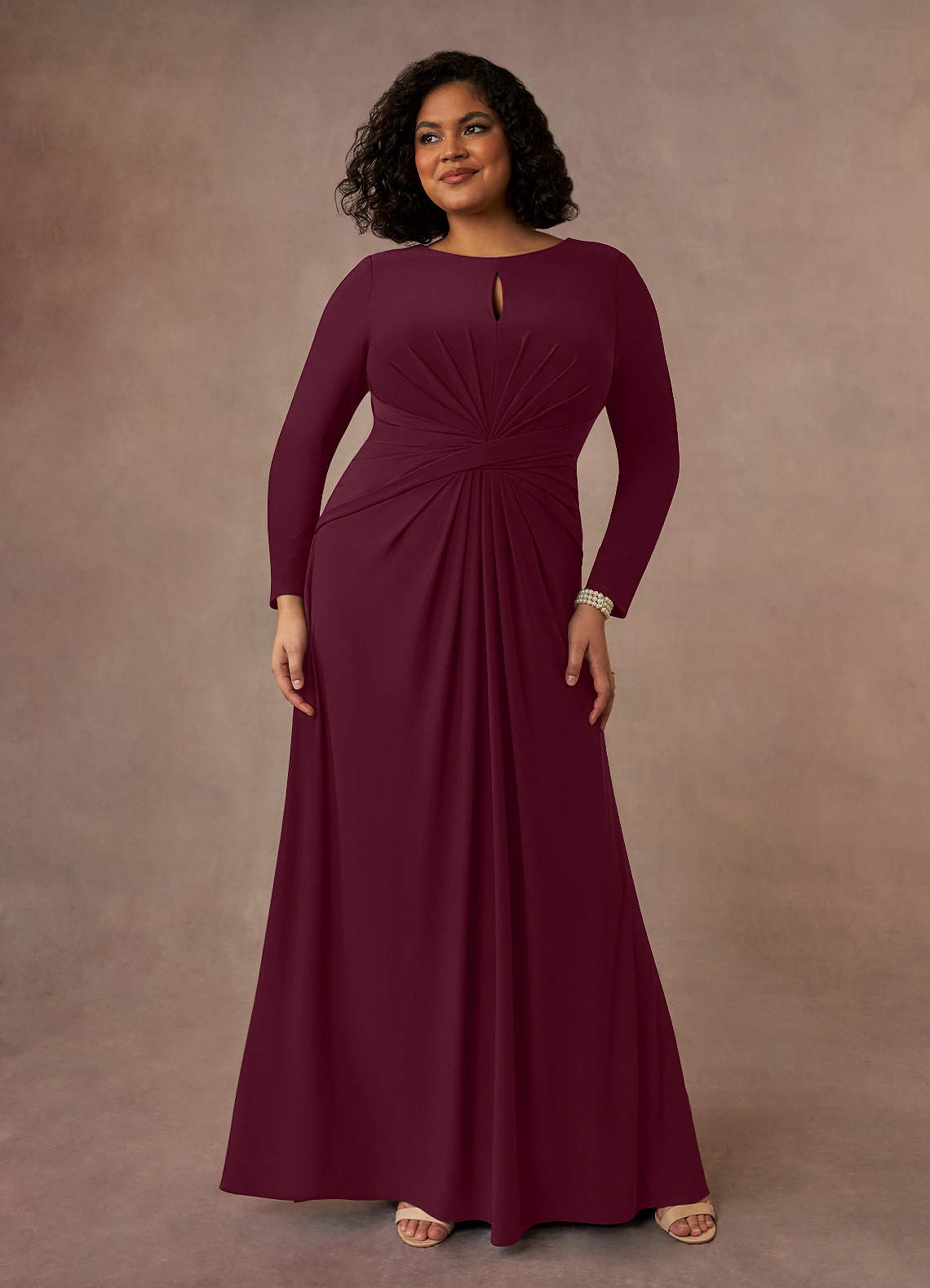 Azazie Natalya vestidos de madre de la novia Vestido de Cabernet de Punto de lujo de Corte En A con Plisado image1