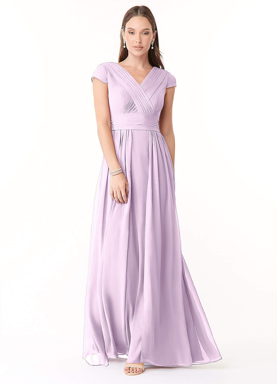 Azazie Organa Robes de demoiselle d'honneur Robe Trapèze en Mousseline de soie Plissée Frostiges Flieder image1