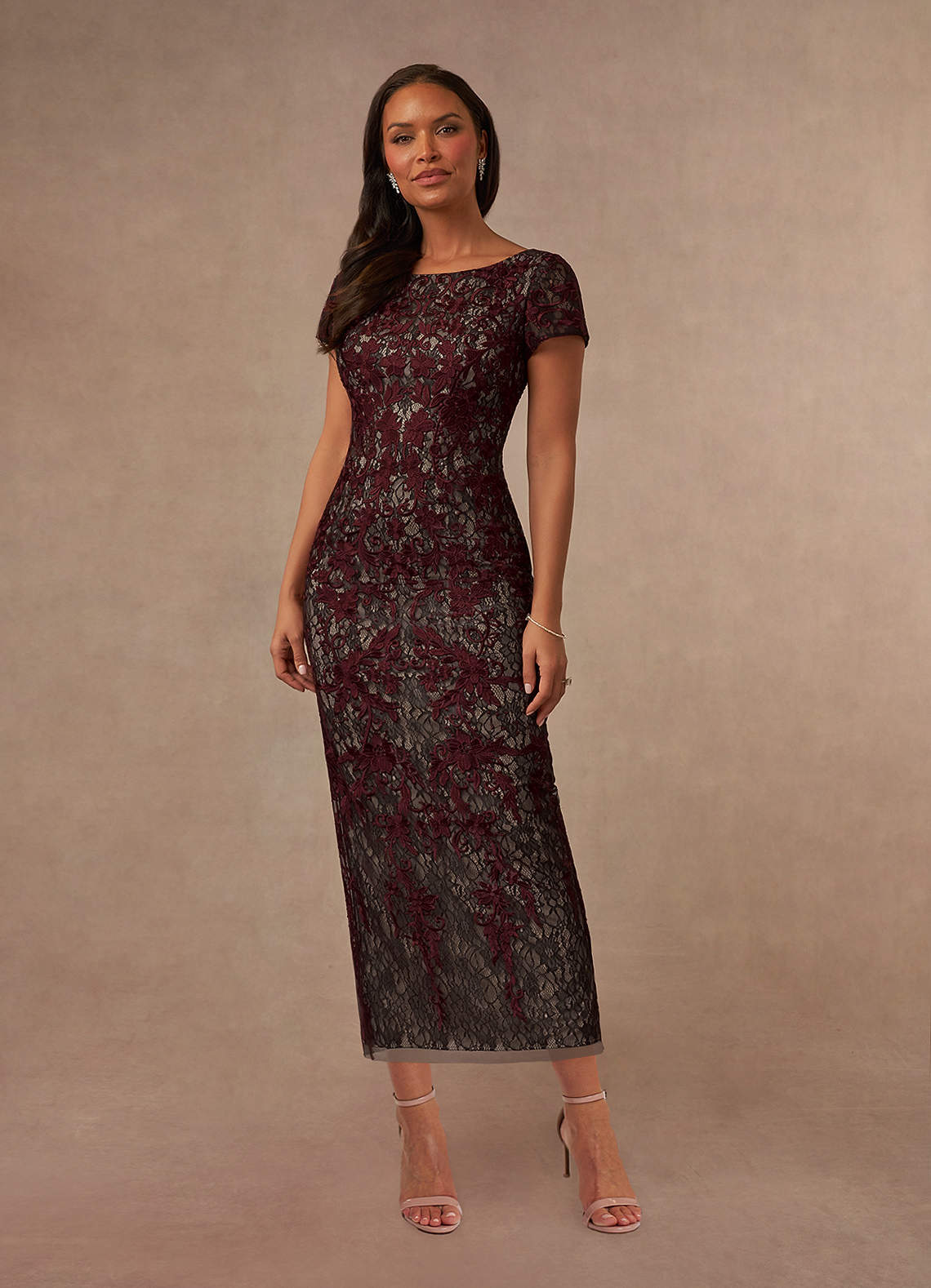 Azazie Alyssum Mother of the Bride Dresses Cabernet Sheath Scoop Lace Dress image1