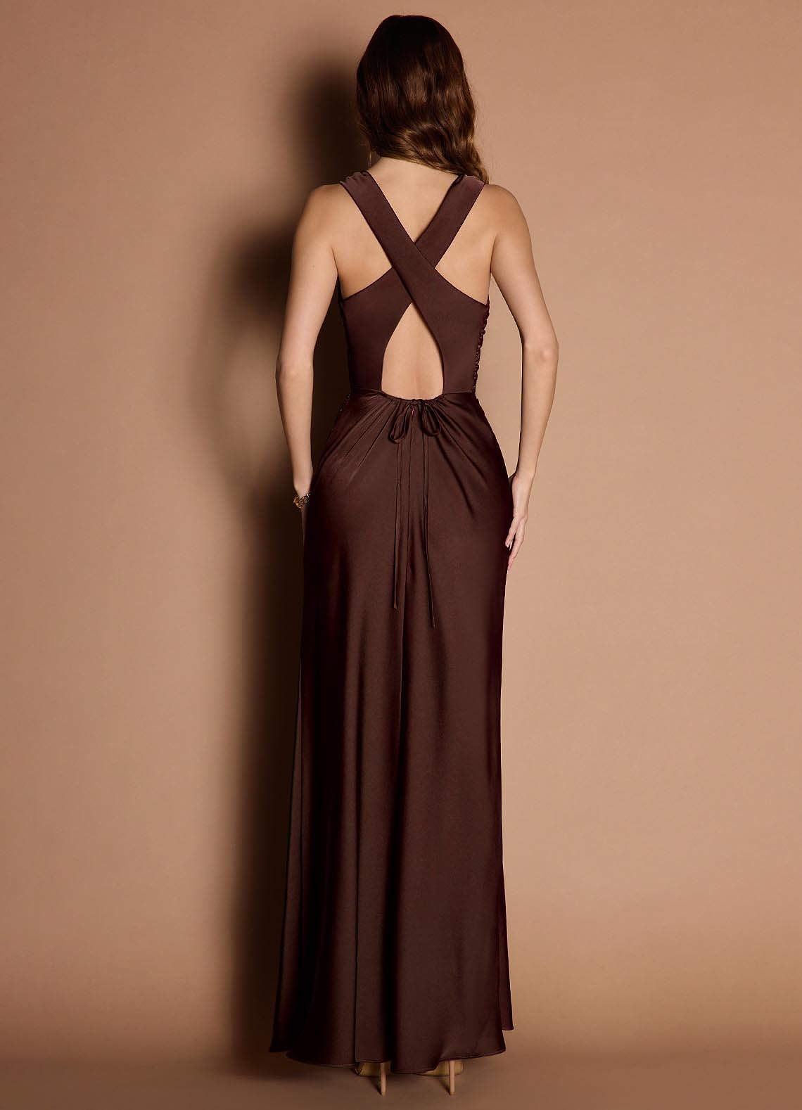 green emerald velvet dress Entice Gown Mocha S main image 0
