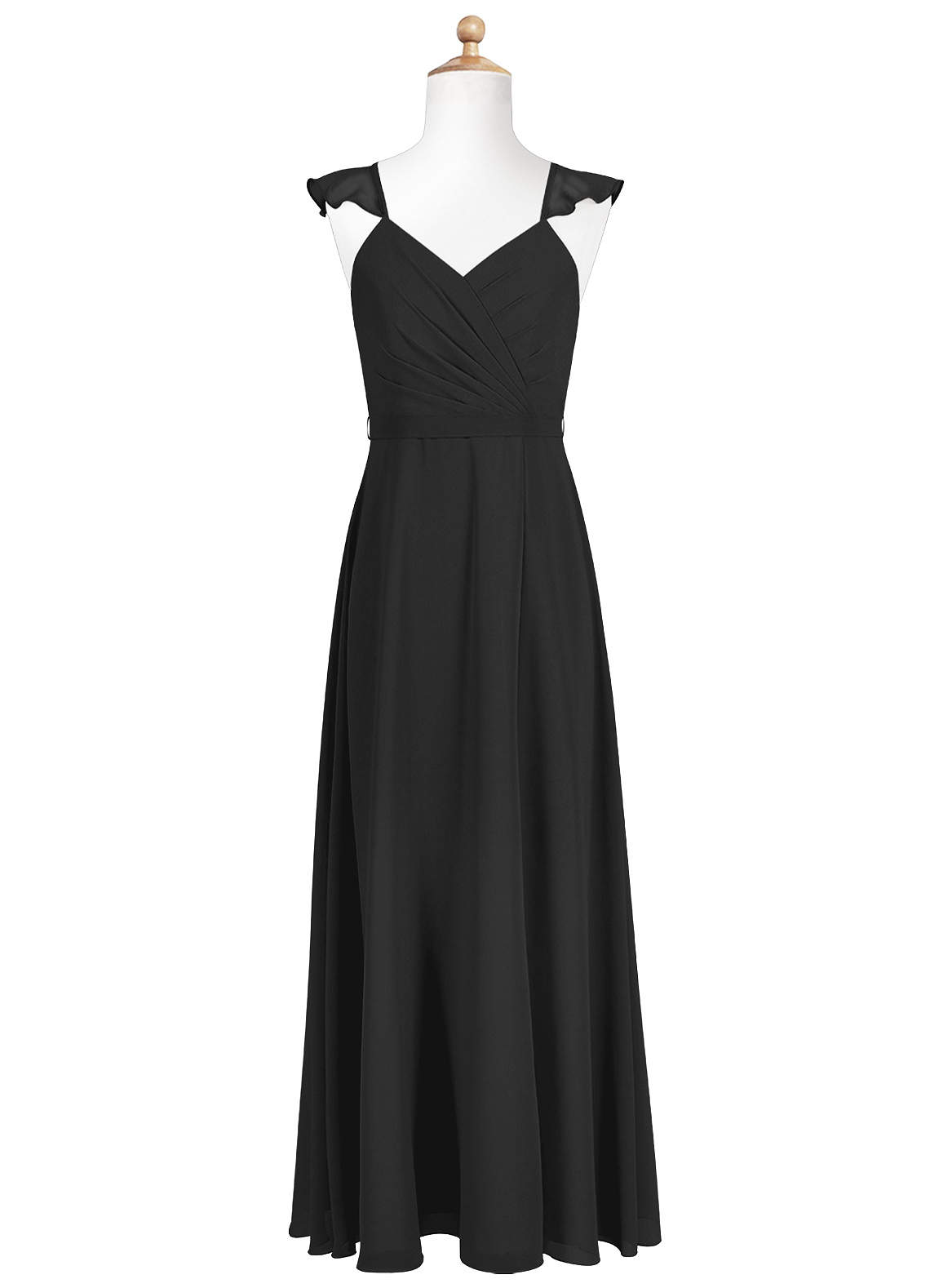 white christmas dresses A-Line Halter Pleated Long Chiffon Junior Bridesmaid Dresses main image 1