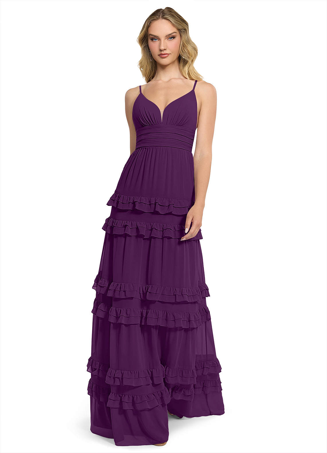 Azazie Rachel Bridesmaid Dresses Grape A-Line Chiffon Dress image1