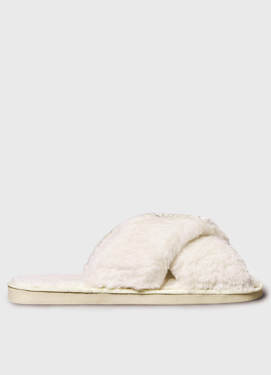 front Fuzzy Bride Slippers