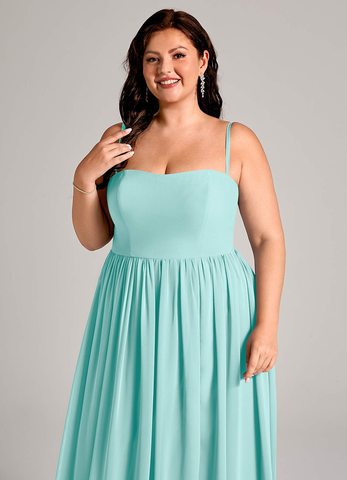 Azazie Calianna Aqua Chiffon Bridesmaid Dresses | Azazie