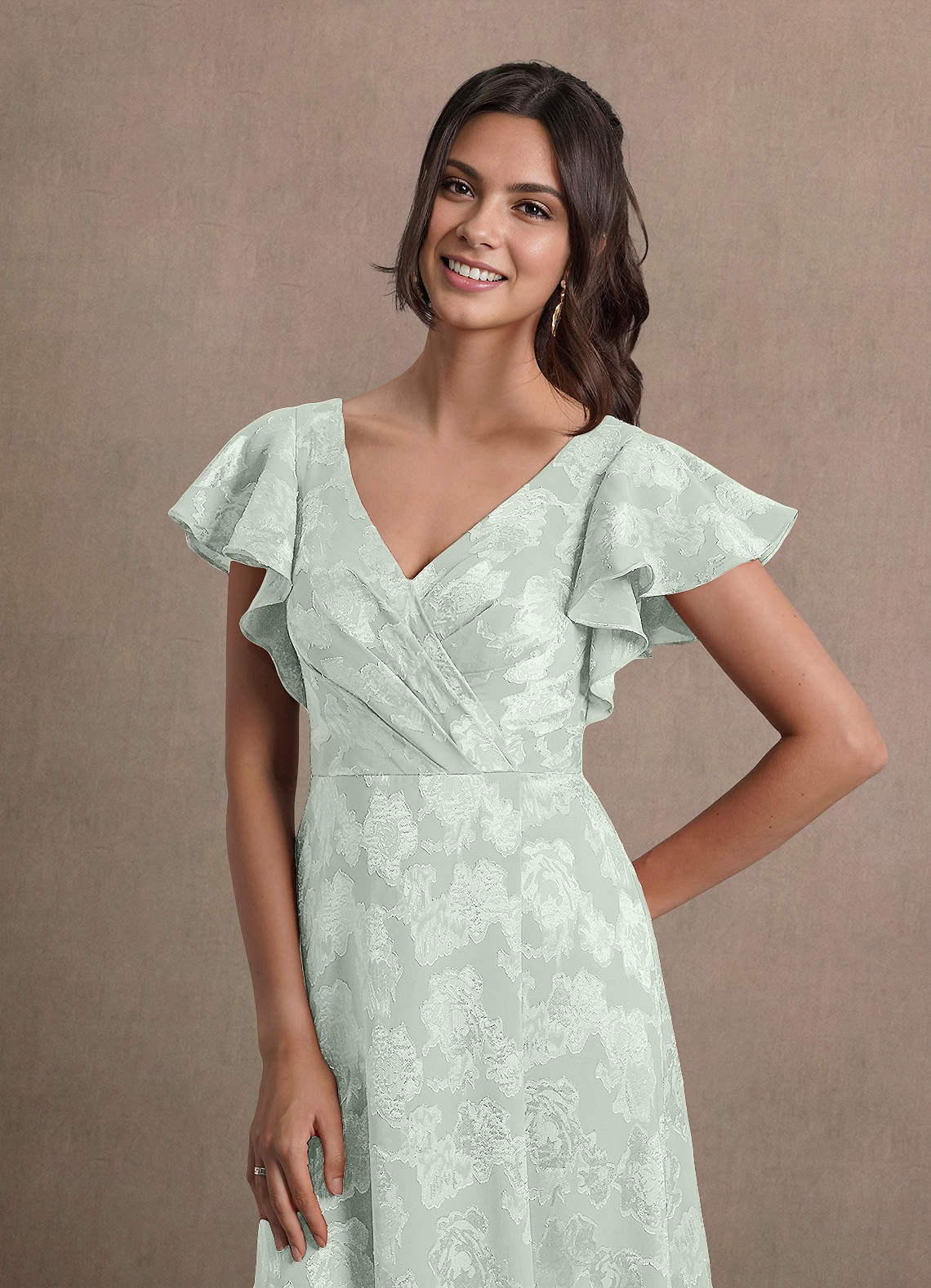 chloe mint green dress Klarissa Floral Cutout Balloon Sleeve Maxi Dress main image 1