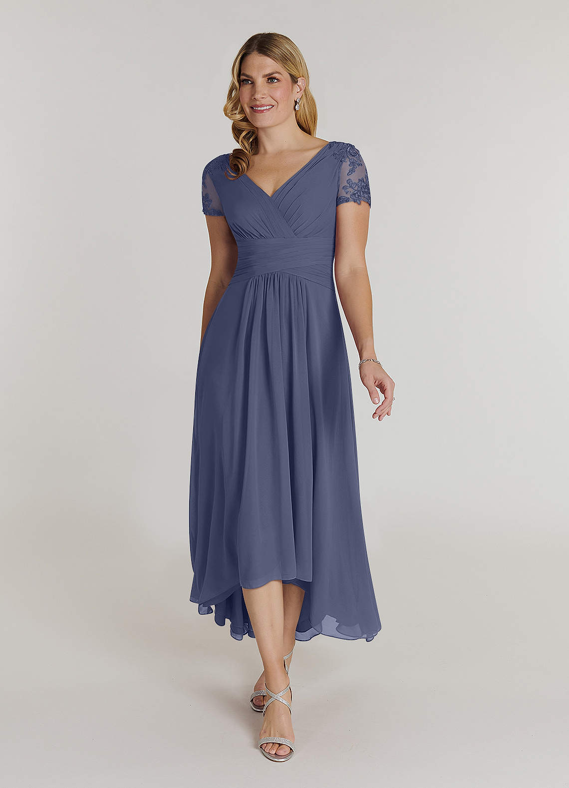 Azazie Thais Mother of the Bride Dresses Stormy A-Line Lace Chiffon Dress image1