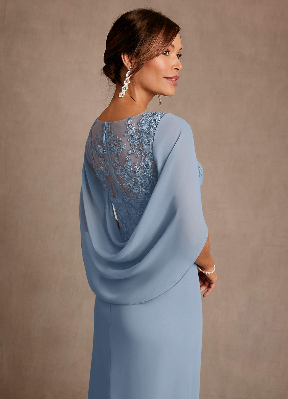 Azazie Santa Clara Mère de la mariée Robes Robe Trapèze en Dentelle Bleu Poussiéreux image5