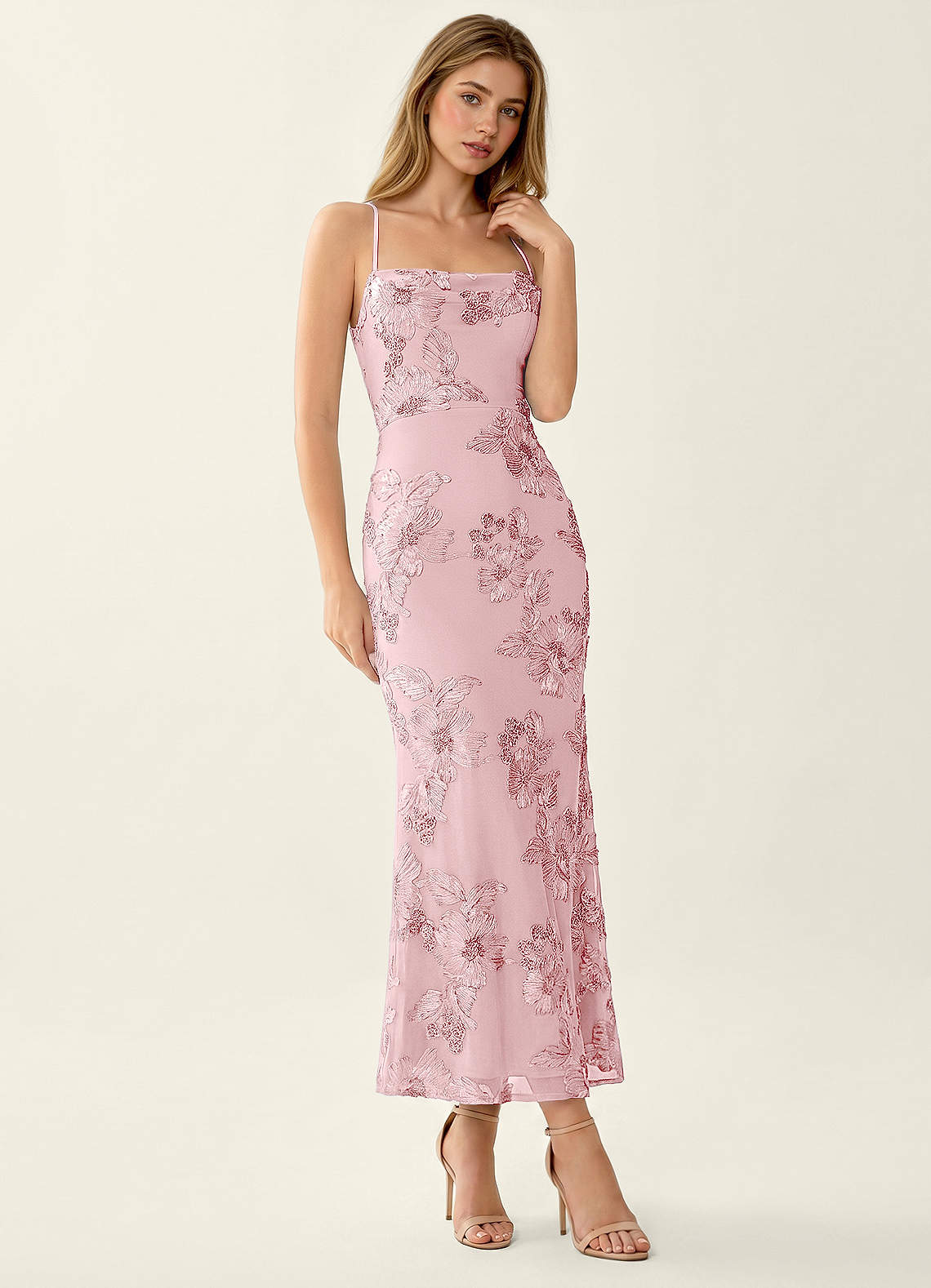 Octavenlly Pink Lace Mesh Wedding Guest