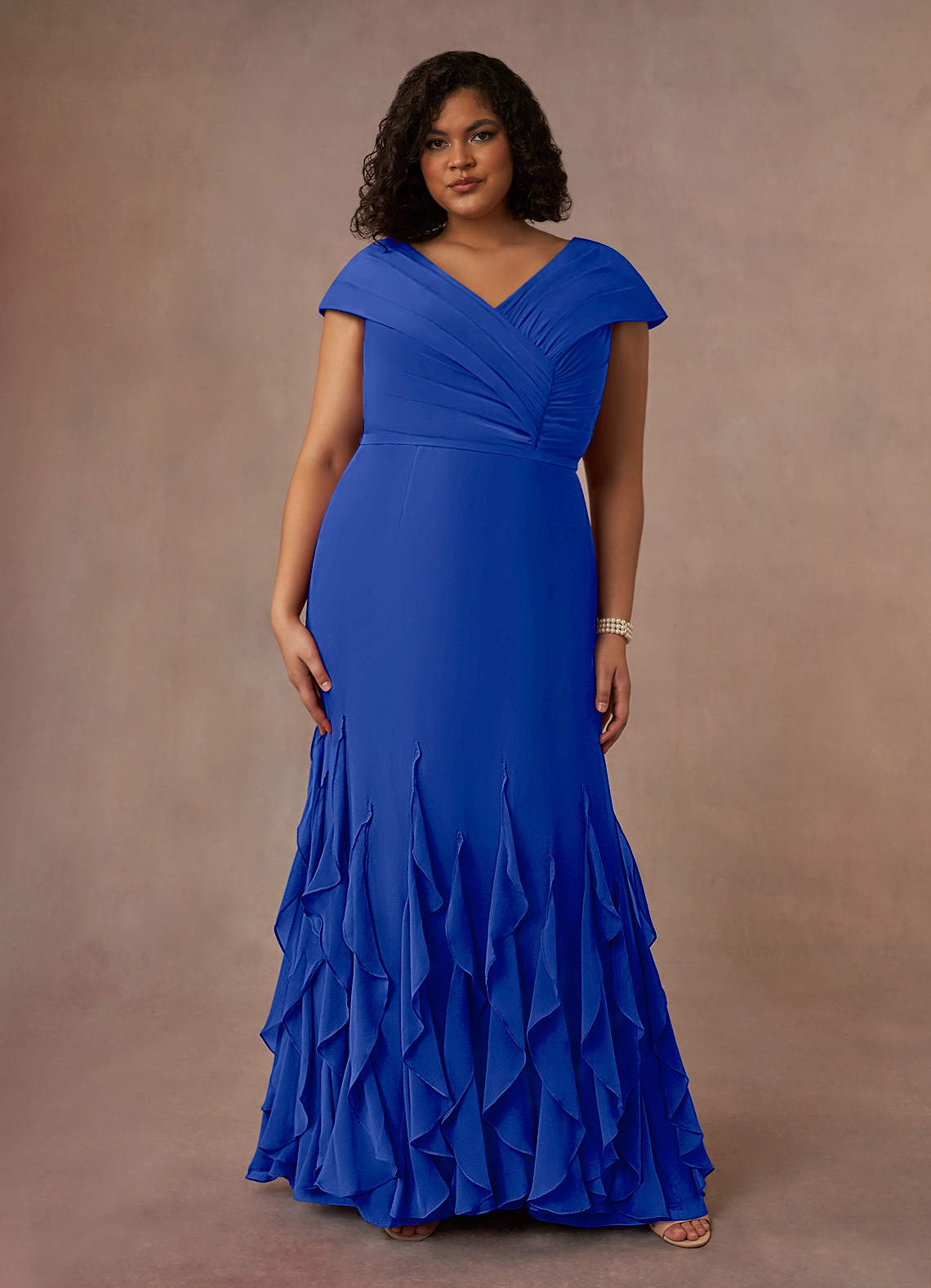 Azazie Bailora Mother of the Bride Dresses Royal Blue Mermaid Ruched Chiffon Dress image1