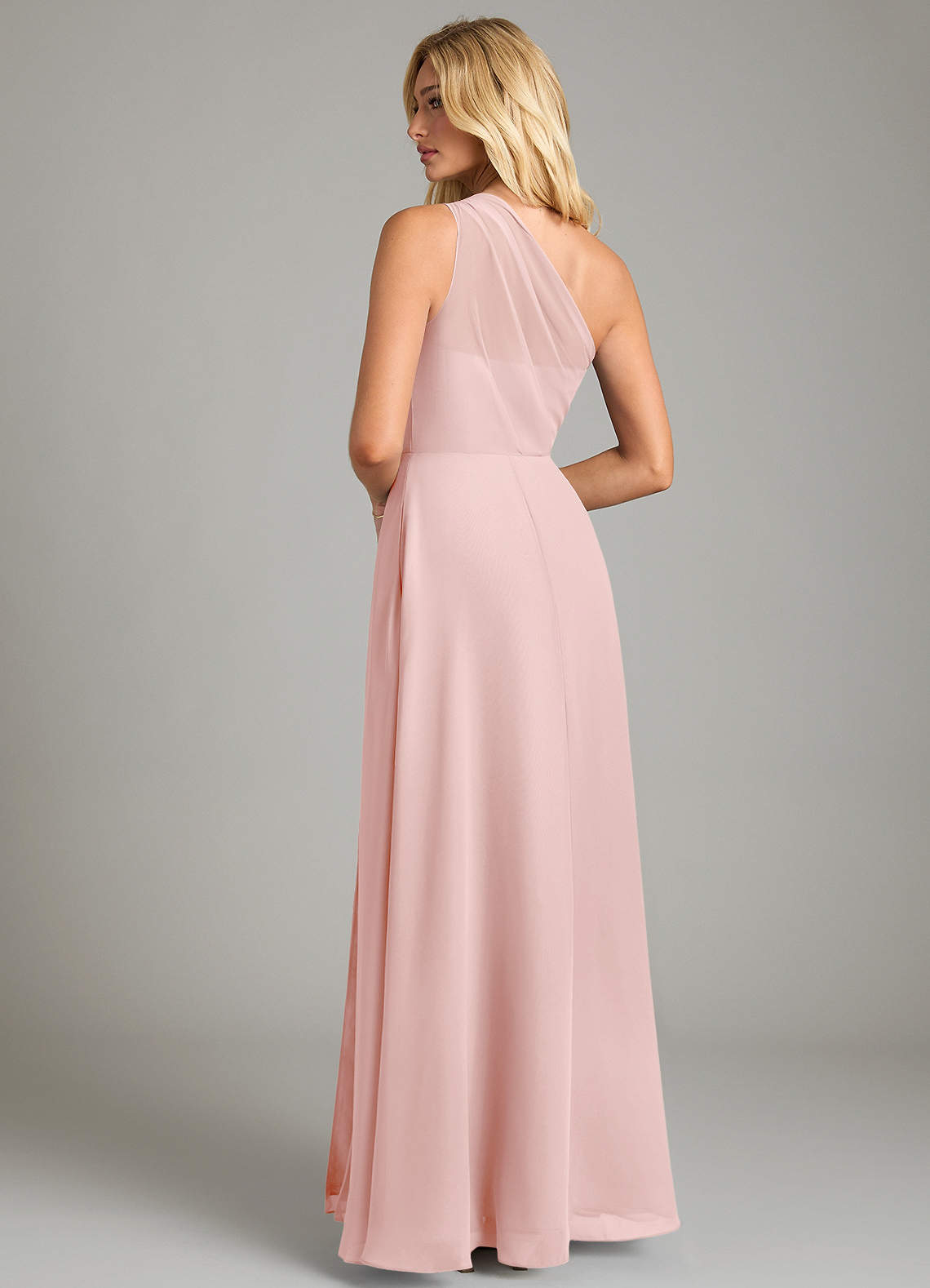 Azazie Phaedra At-home Try On Dresses Black A-Line One Shoulder Chiffon Dress image1