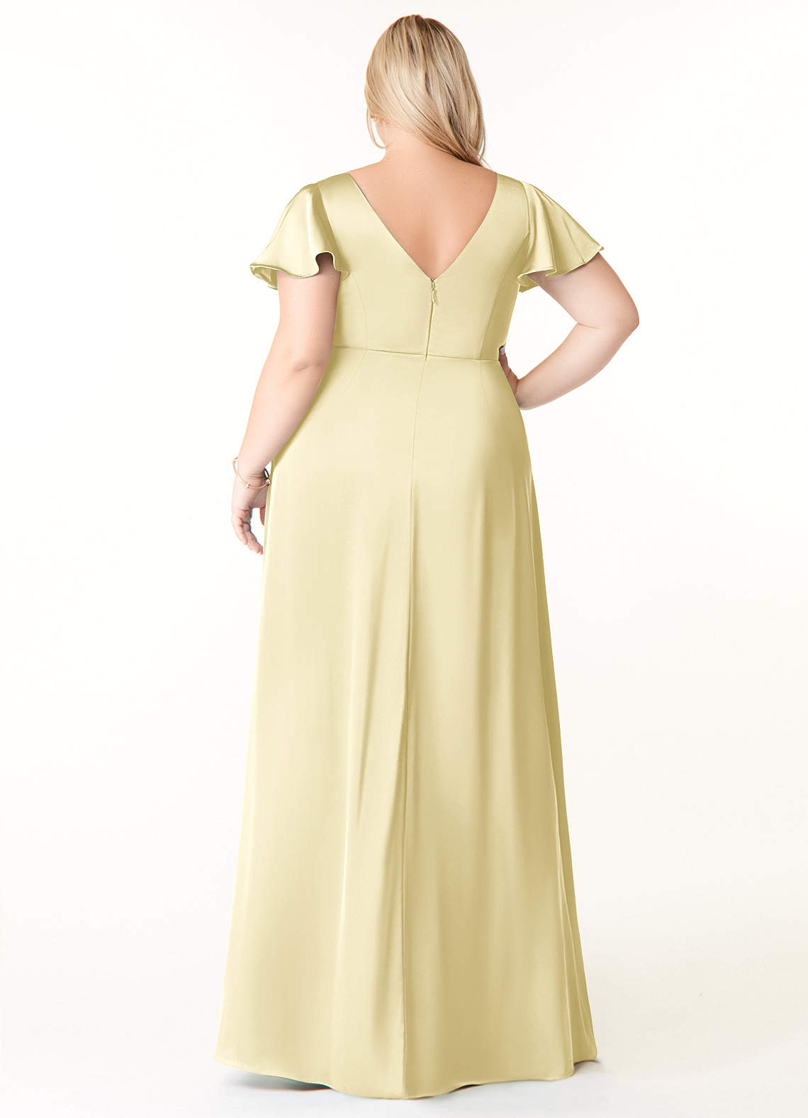 Azazie Soren At-home Try On Dresses Auburn A-Line Pleated Stretch Satin Dress image8