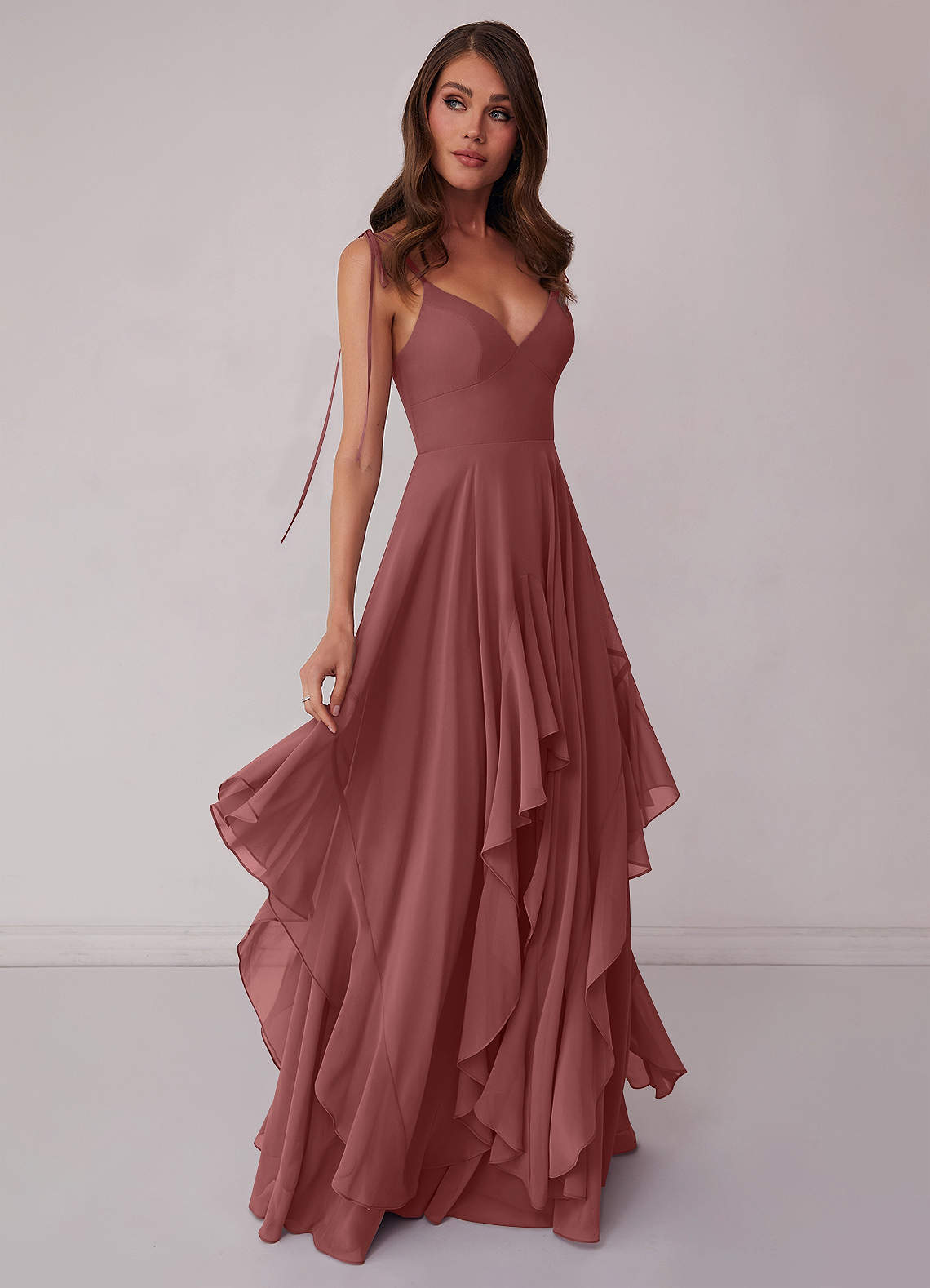 Barbie ♥ Azazie Brautjungfernkleider A-Linie Schleifen Chiffon Kleid Amethyst image1