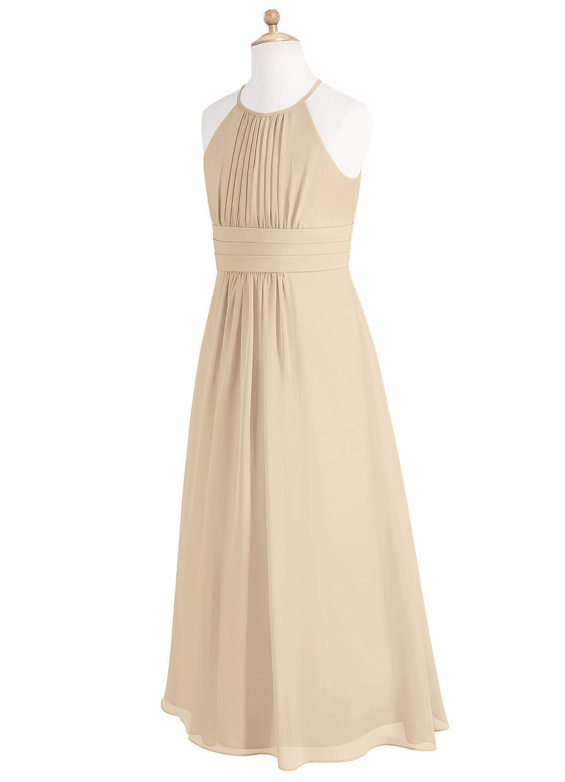 Azazie Bonnie Junior Champagne A-Line Pleated Chiffon Dress image6