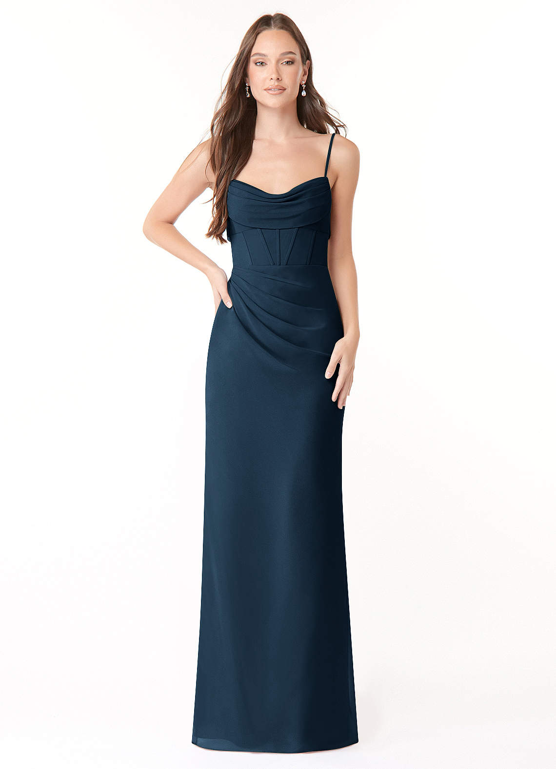 Azazie Mai Dark Navy Chiffon Bridesmaid Dresses