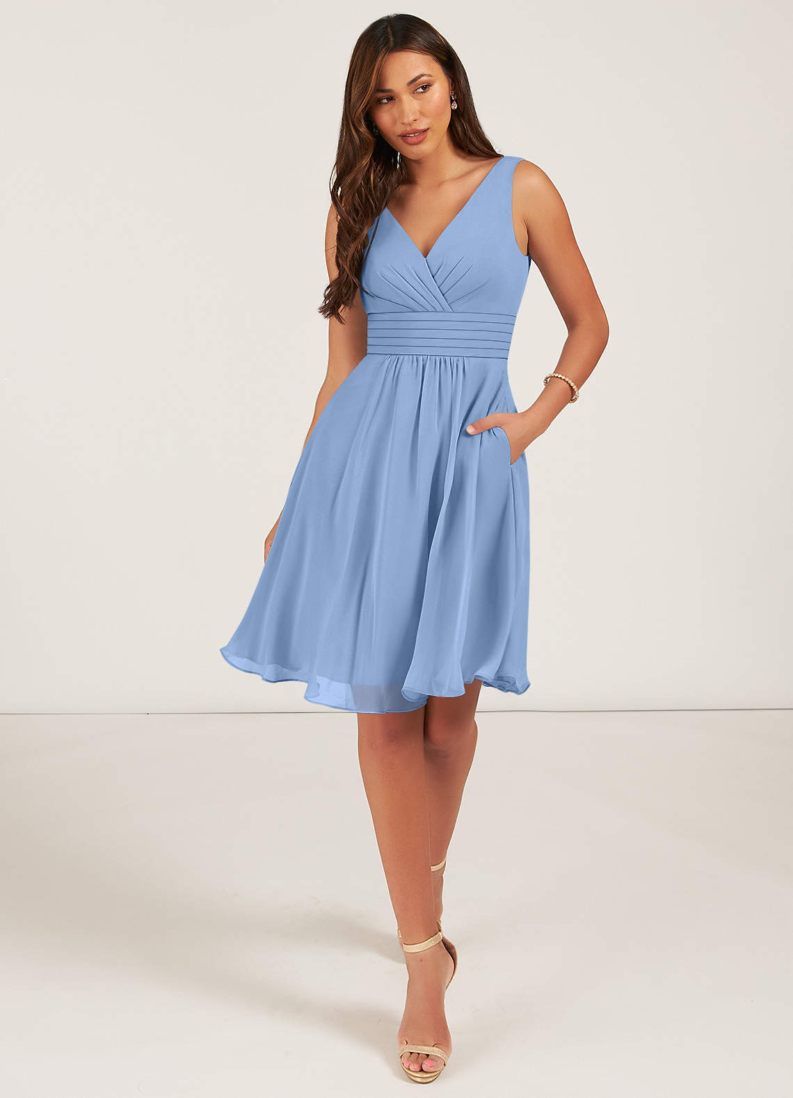 Dusty blue clearance knee length dress