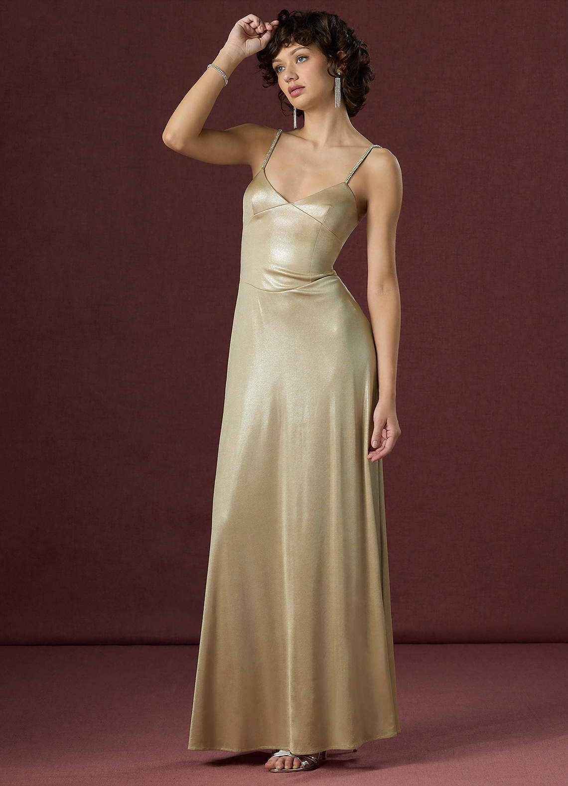 knotted maxi dress Edwina Mesh / Sage | MESHKI Ombre Sequin Sleeveless A-line neckline enhances the décolletage LOVEBOGO Atria Signature Colors:Burnt Olive