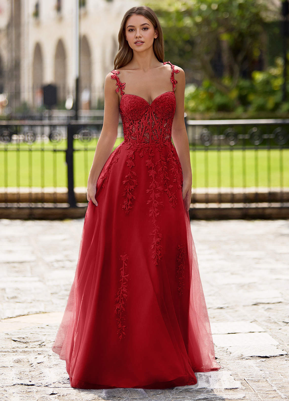 Dreamscape Red A-line Prom Dress